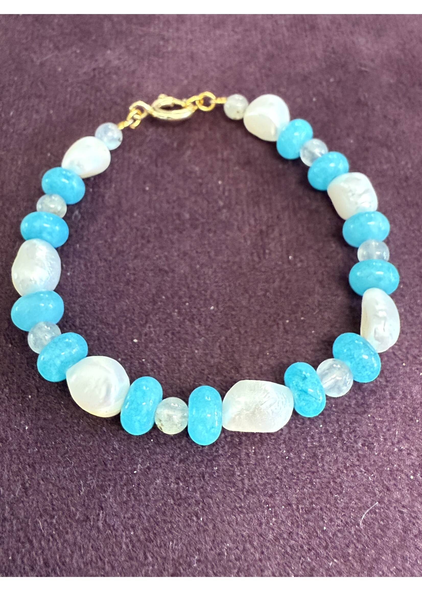 Trollbeads Cataleya Huiscollectie - Armband mix aqua - 14k gouden sluiting