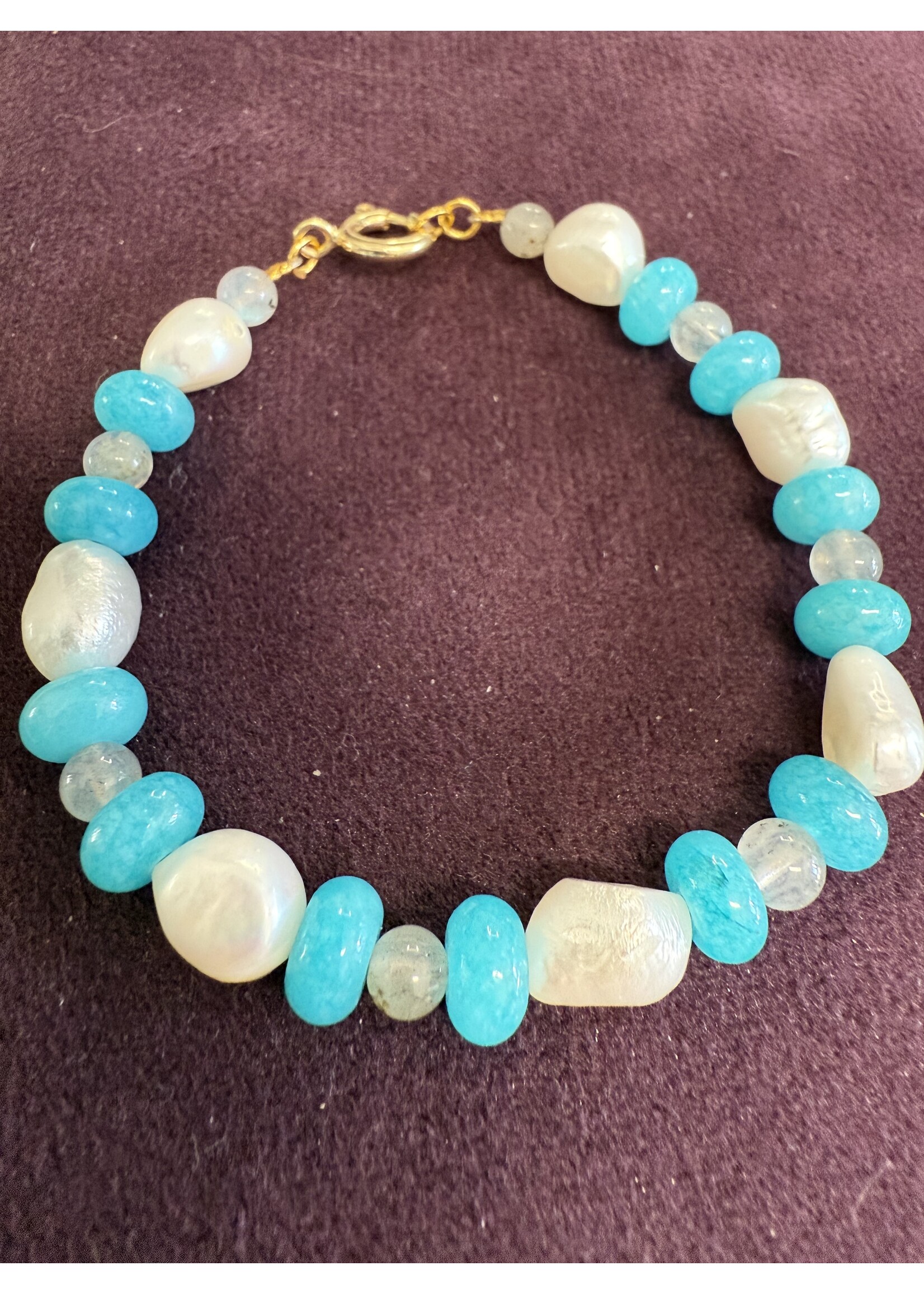 Trollbeads Cataleya Huiscollectie - Armband mix aqua - 14k gouden sluiting