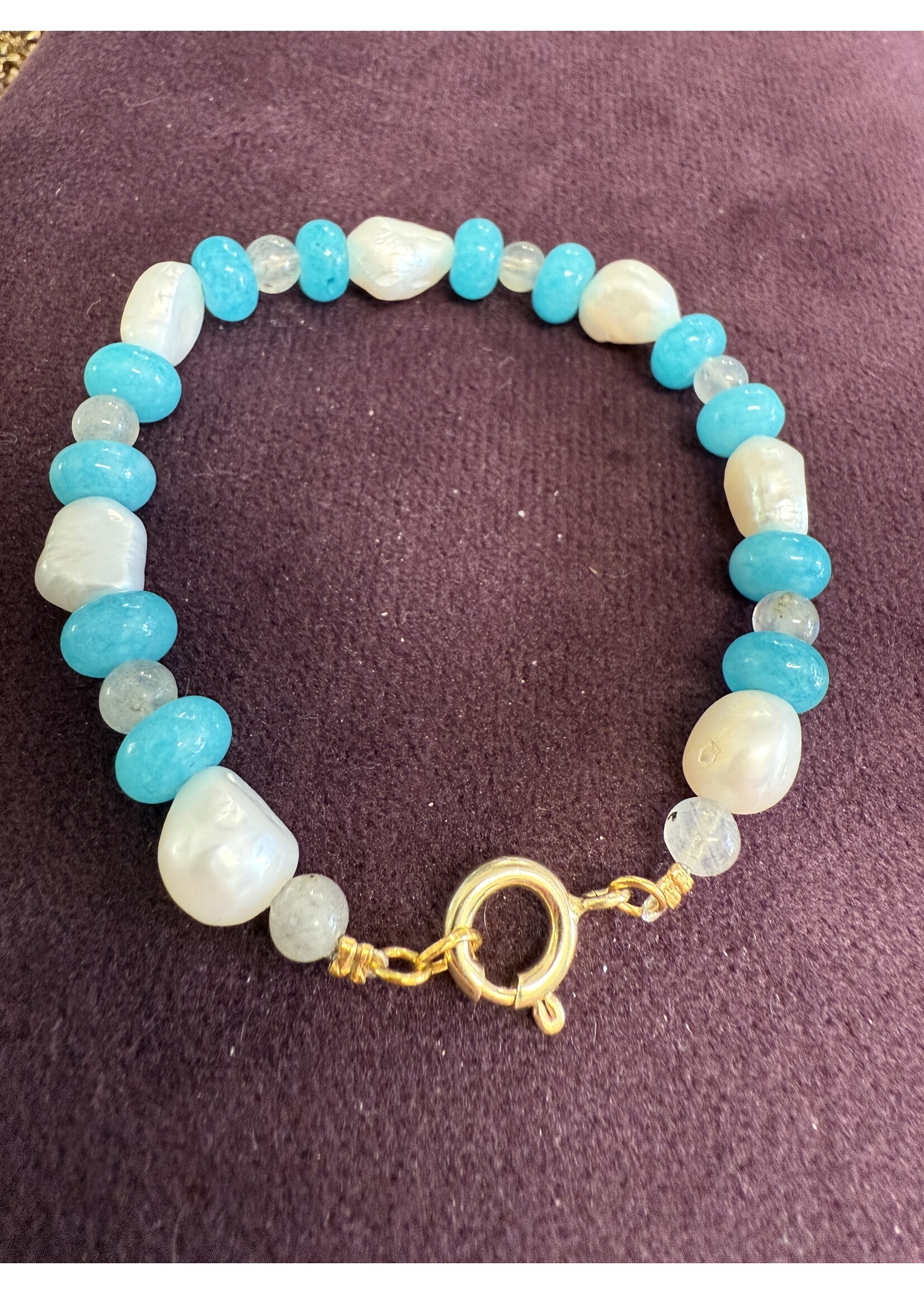 Trollbeads Cataleya Huiscollectie - Armband mix aqua - 14k gouden sluiting