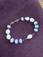 Trollbeads Cataleya Huiscollectie - Armband mix blauw / paars / black diamonds - 14k gouden sluiting