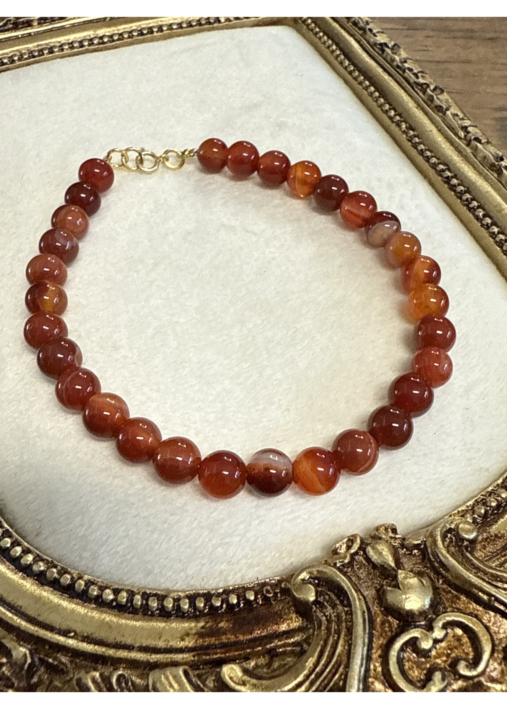 Trollbeads Cataleya Huiscollectie - Armband rode agaat - 14k gouden sluiting