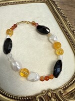 Trollbeads Cataleya Huiscollectie - Mix oranje / bruin - 14k gouden sluiting