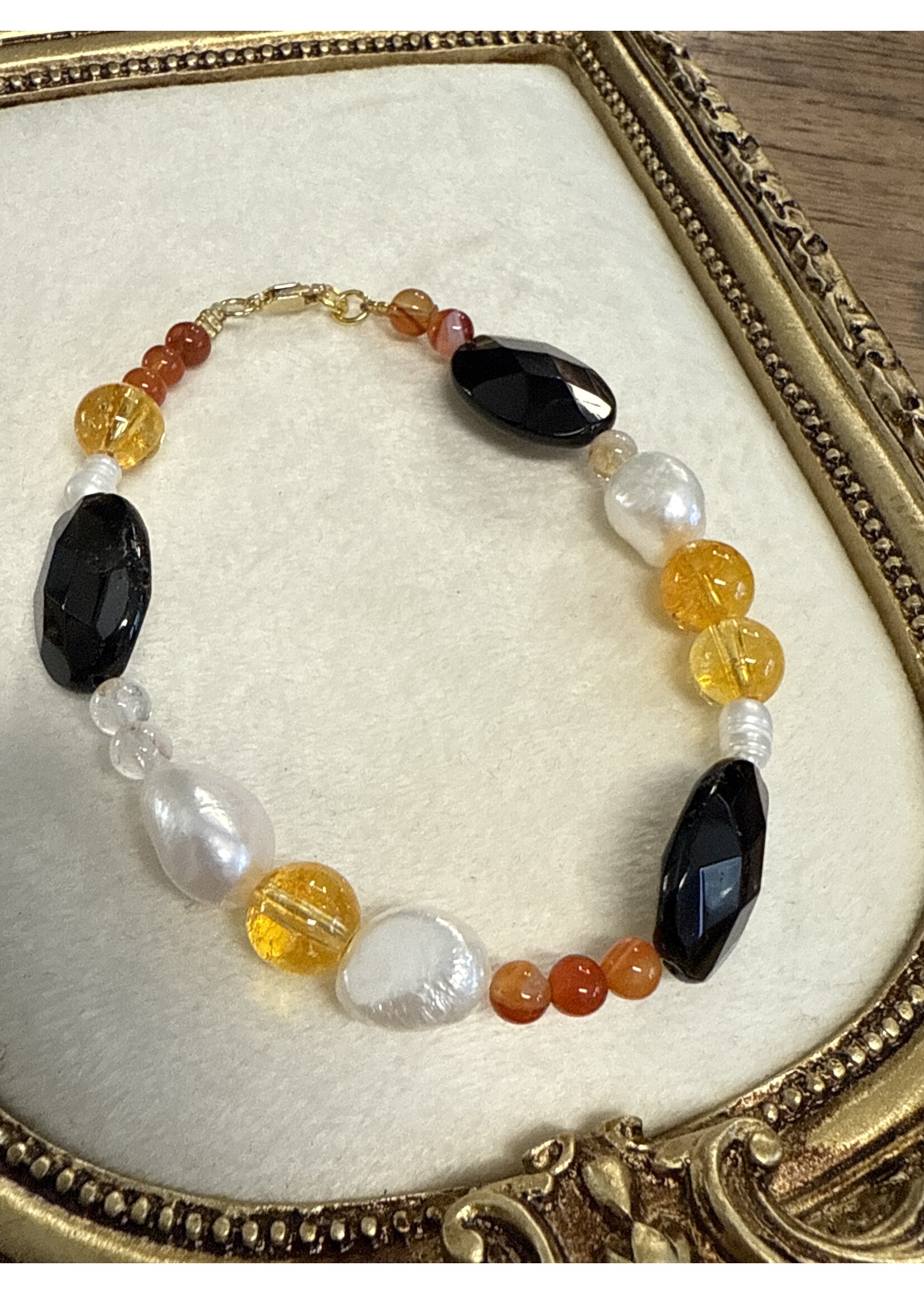 Trollbeads Cataleya Huiscollectie - Mix oranje / bruin - 14k gouden sluiting