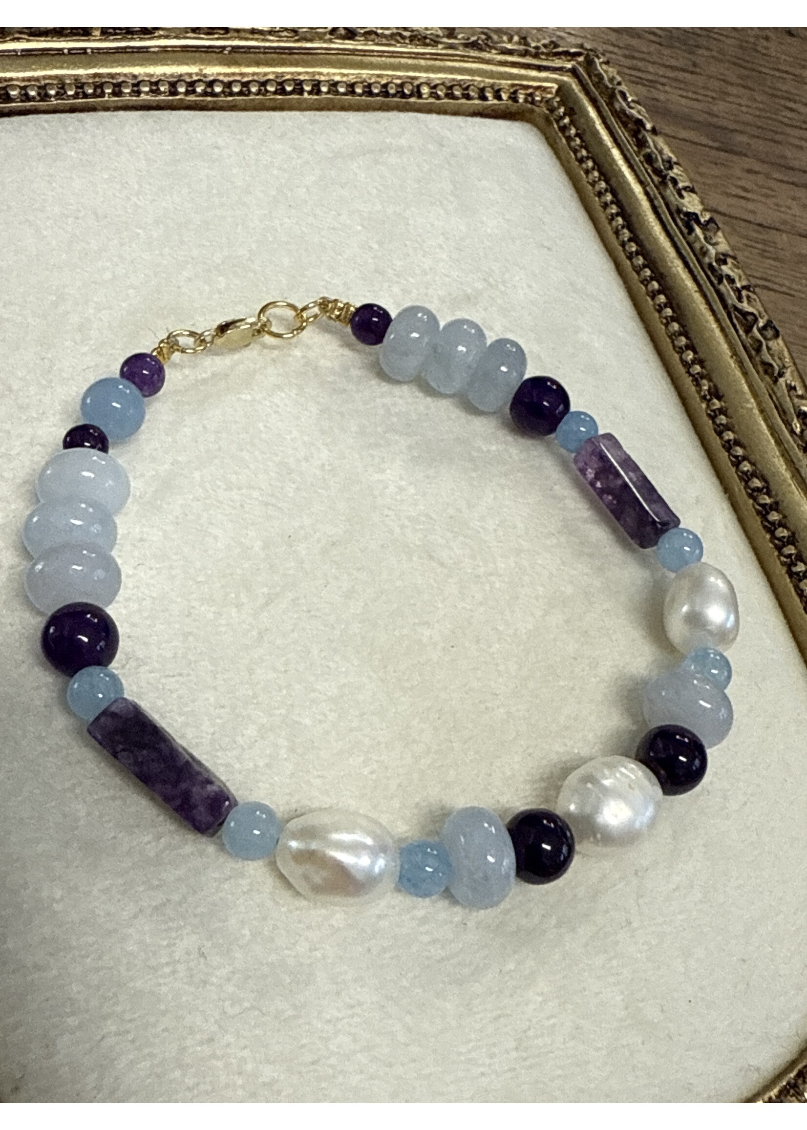 Trollbeads Cataleya Huiscollectie - Mix paars / blauw - 14k gouden sluiting