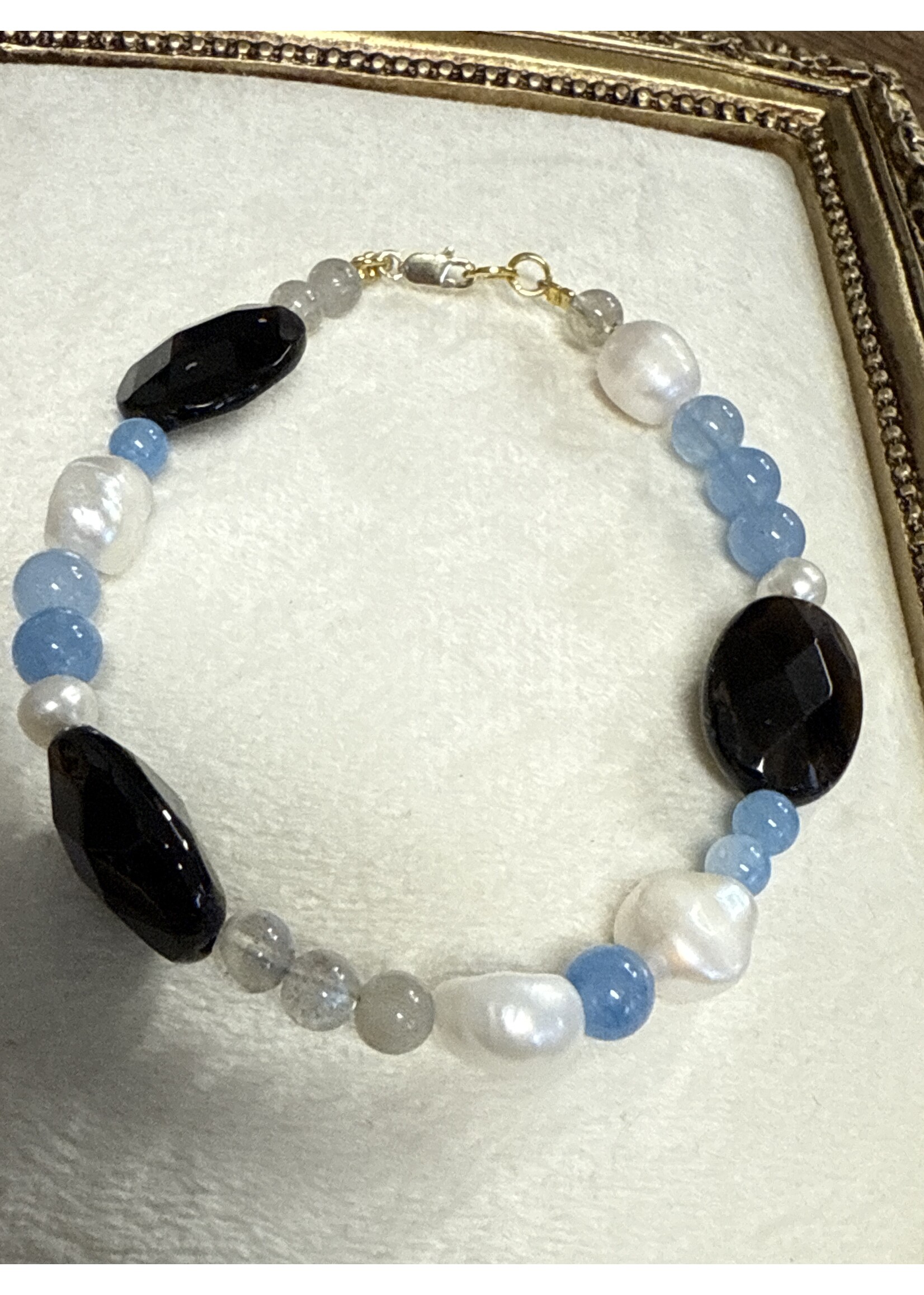 Trollbeads Cataleya Huiscollectie - Mix blauw / bruin - 14k gouden sluiting