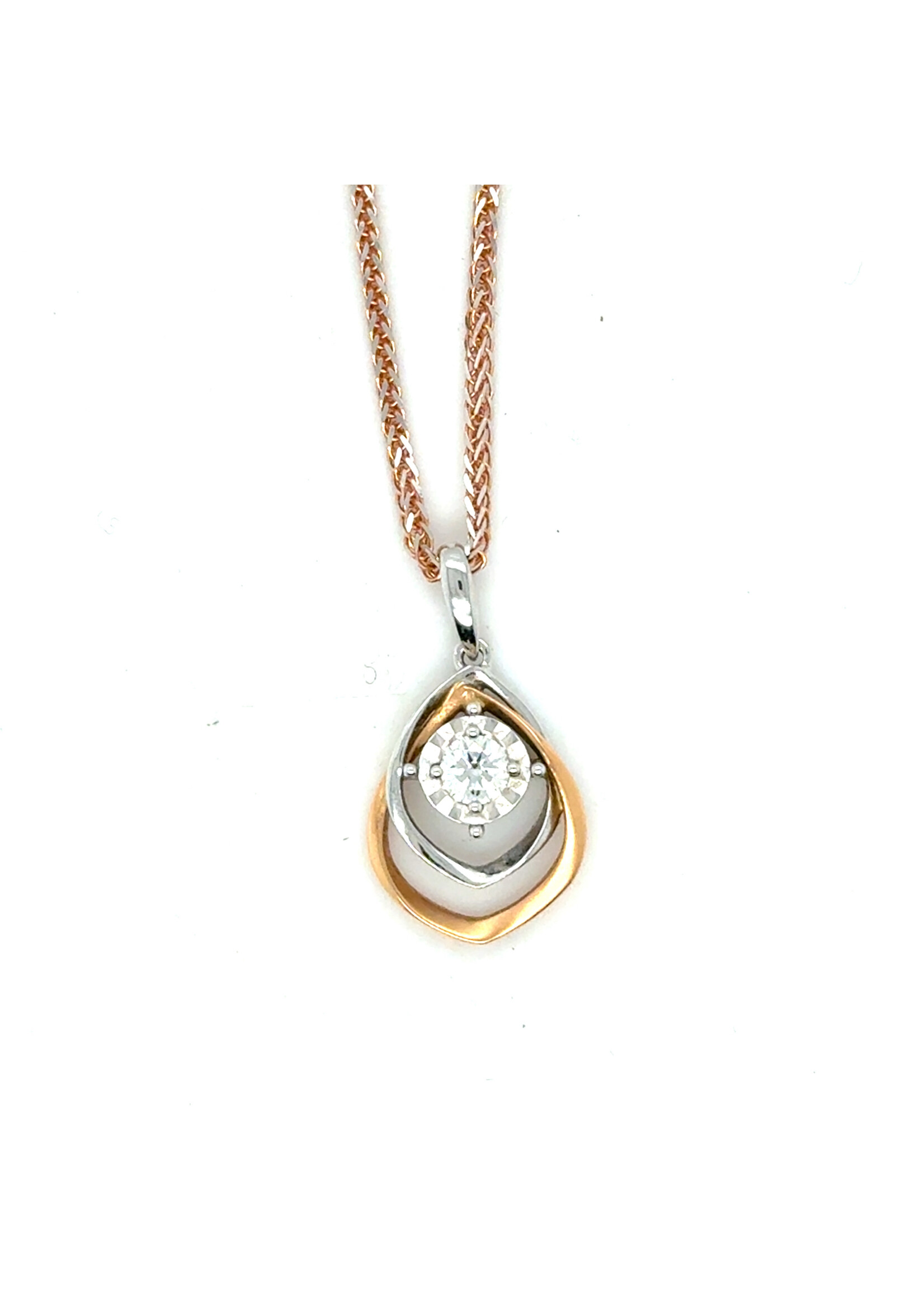 Vintage & Occasion Rose gouden 18k  collier met hanger met briljant - lengte 40 cm