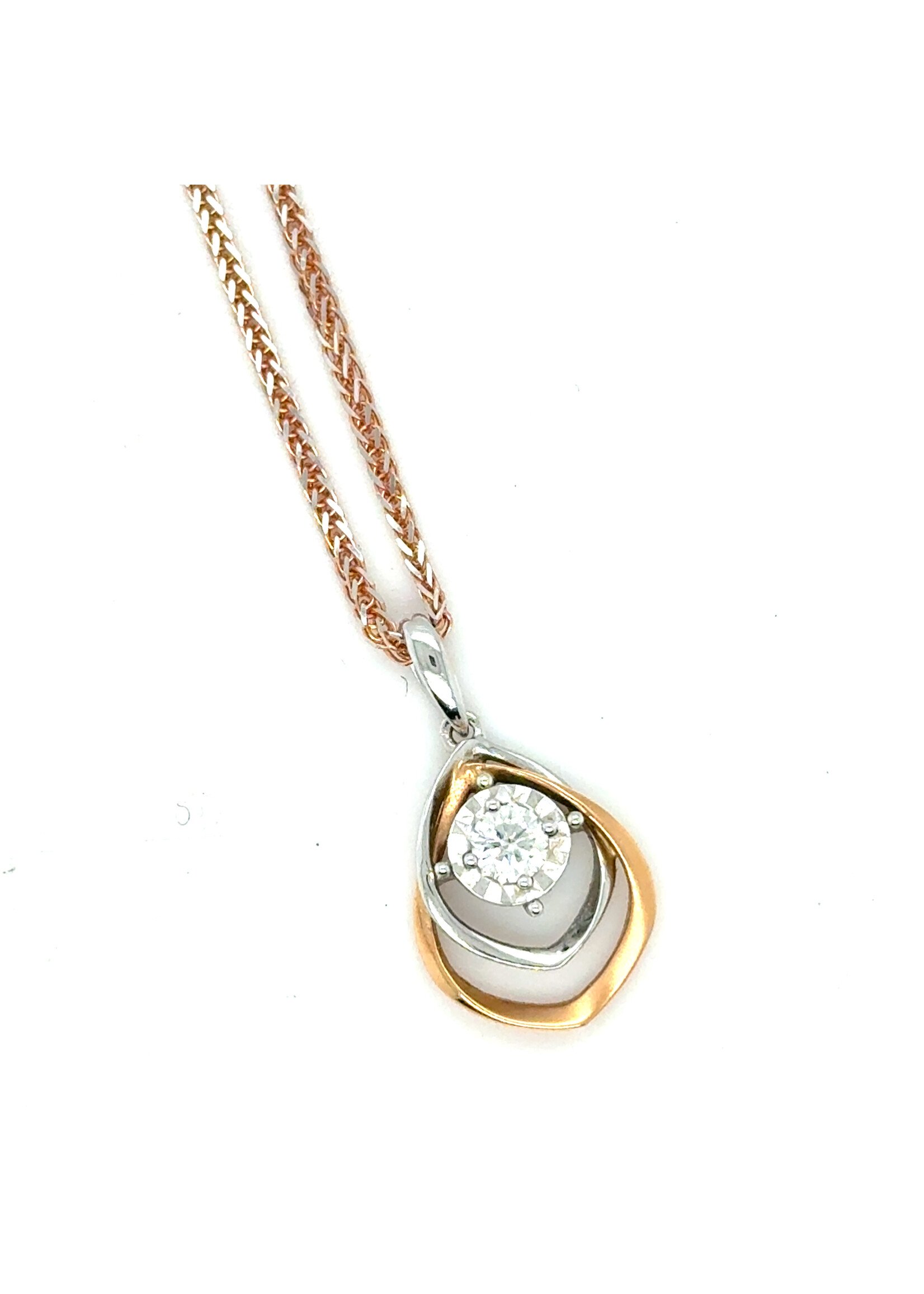 Vintage & Occasion Rose gouden 18k  collier met hanger met briljant - lengte 40 cm