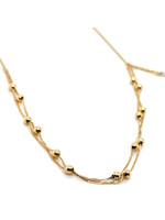 Vintage & Occasion Geelgouden dubbel  collier met bolletjes 18k - lengte 42-25 cm