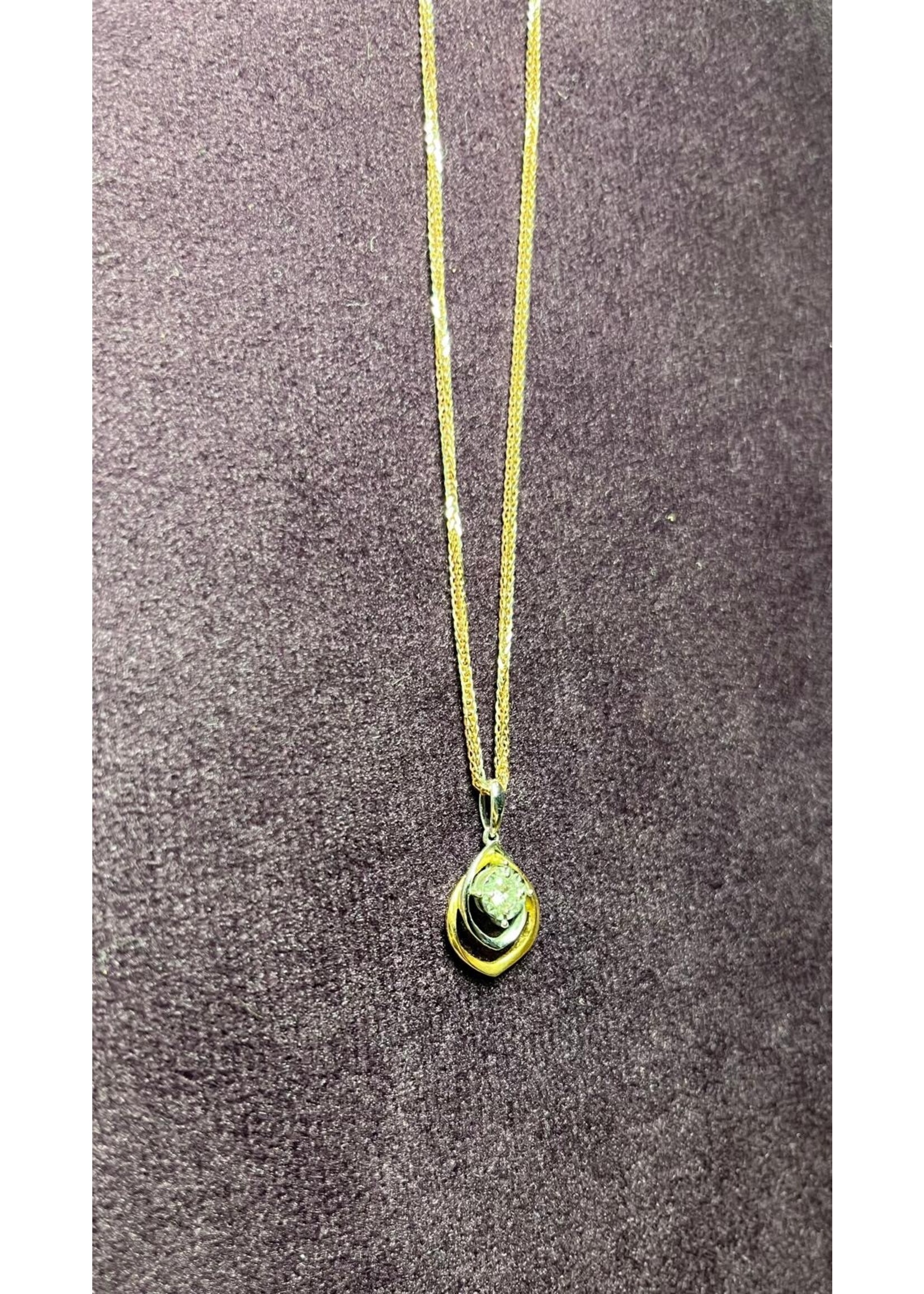 Vintage & Occasion Rose gouden 18k  collier met hanger met briljant - lengte 40 cm