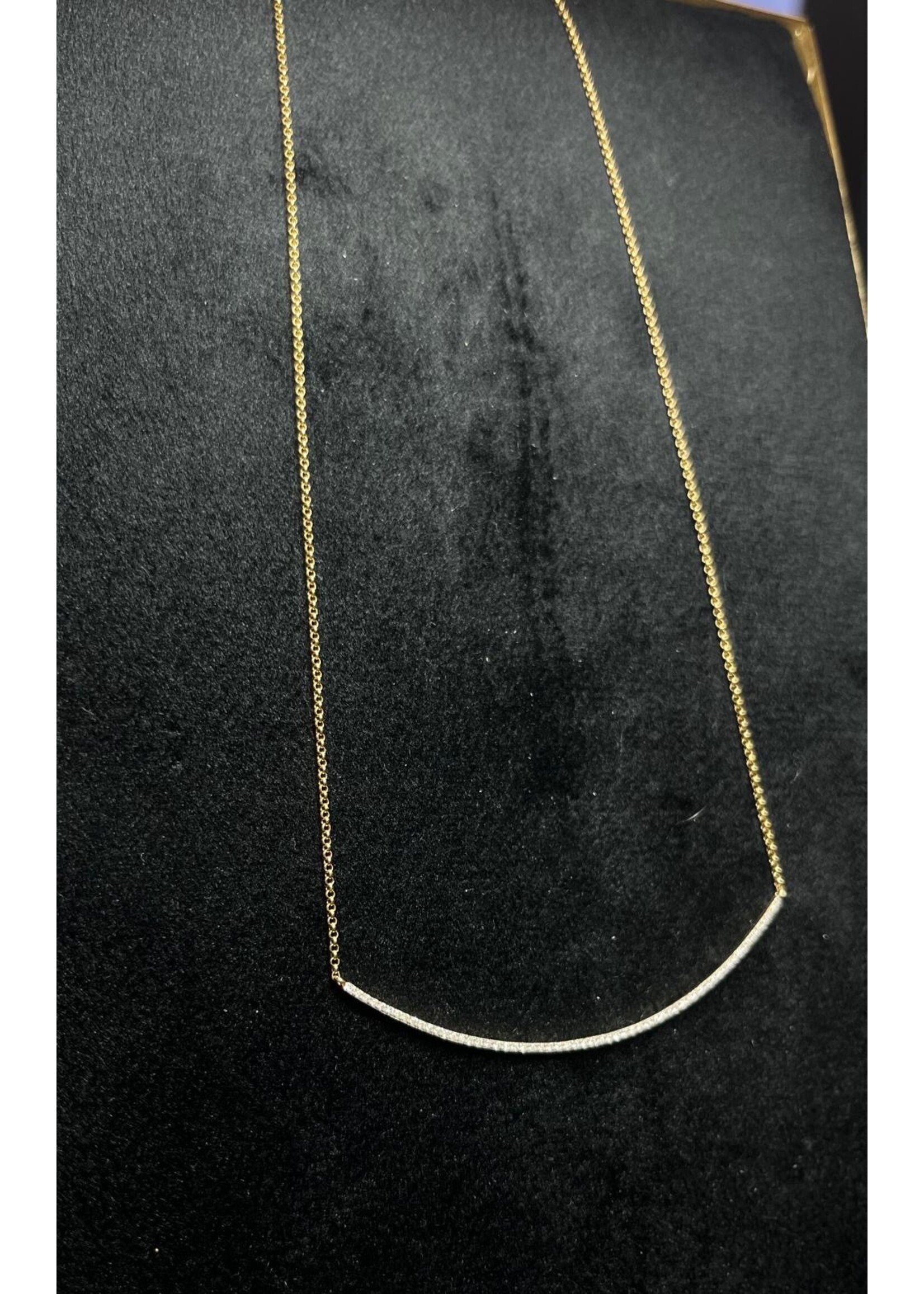 Vintage & Occasion Geelgouden 14k  collier met briljanten tussenstuk - lengte 45 cm
