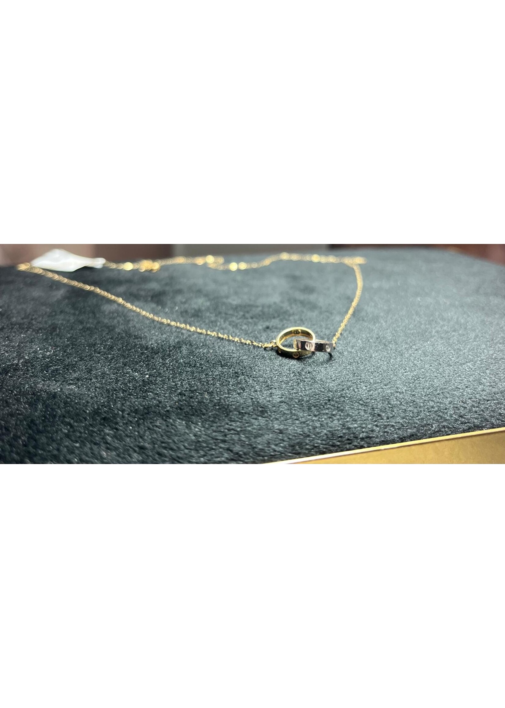 Cataleya jewels Geelgouden bicolor collier 18k met ringen