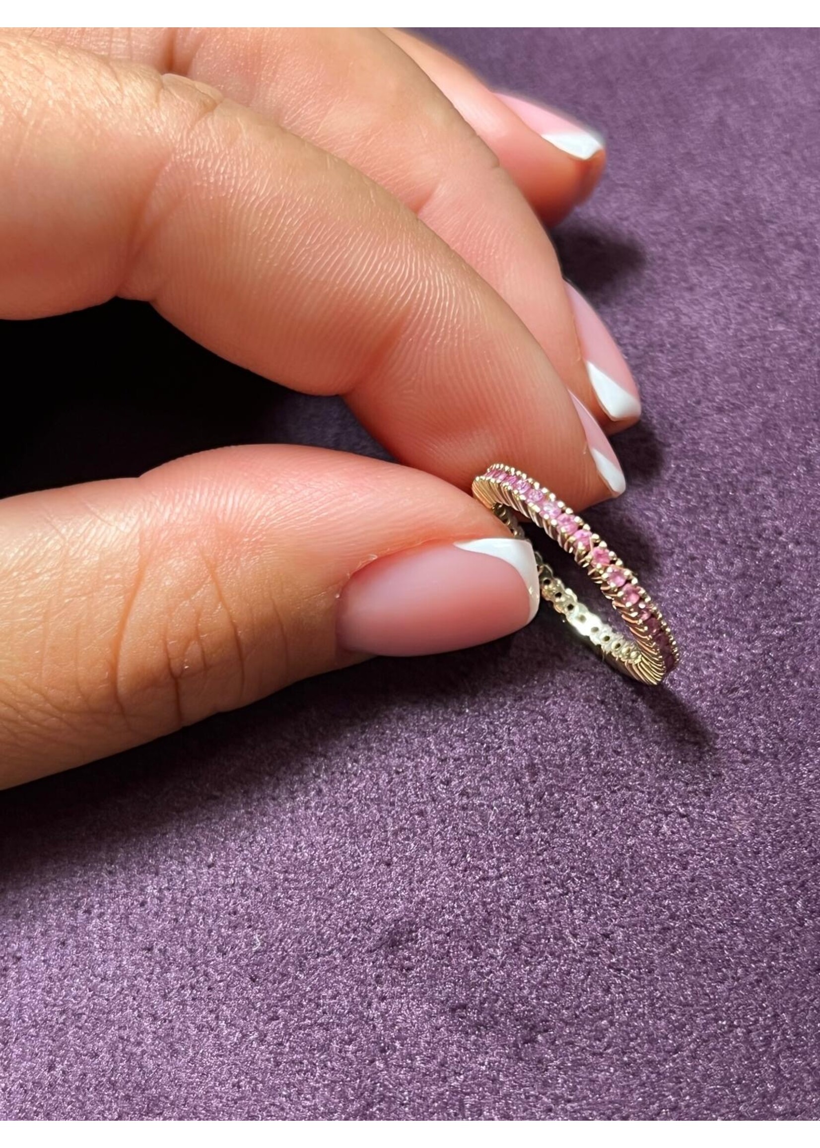 Vintage & Occasion Geelgouden 14k  ring met roze toermalijn  - maat 14