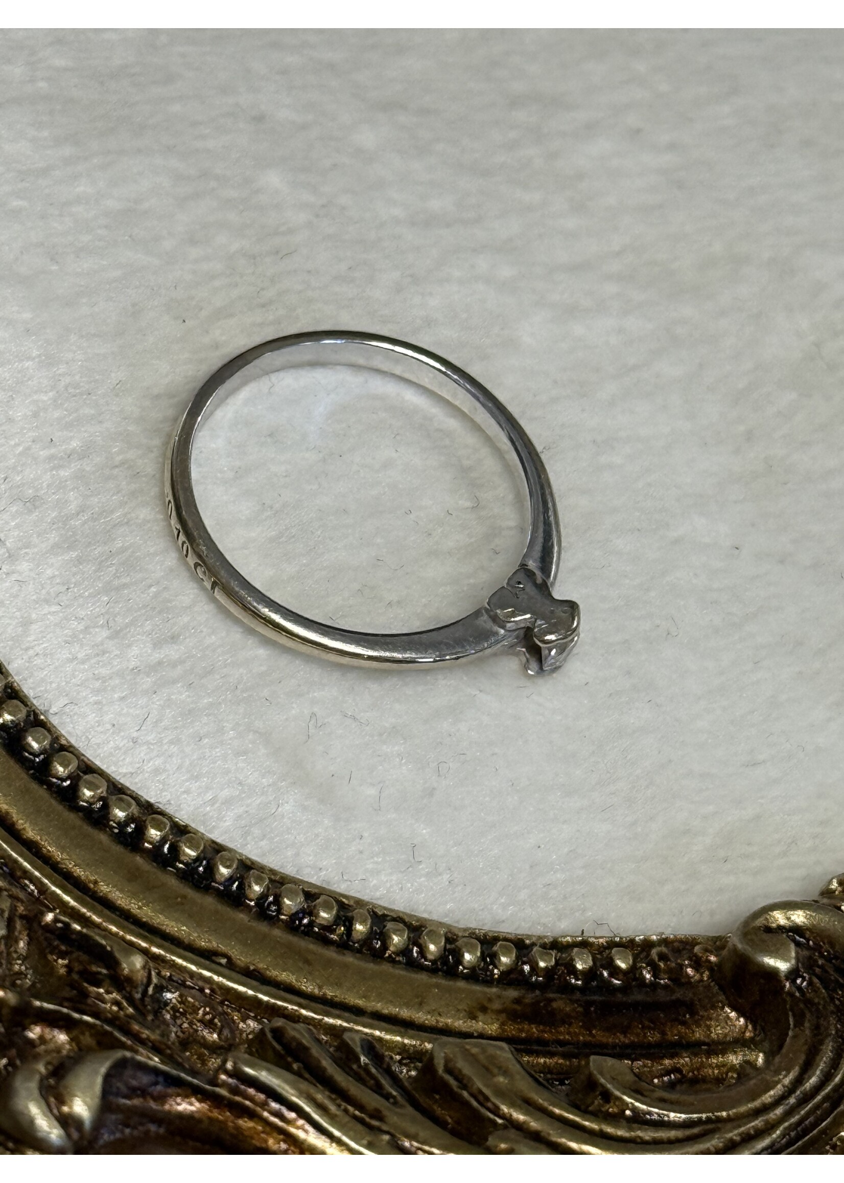 Vintage & Occasion Witgouden tous ring met briljant  - maat 18.25