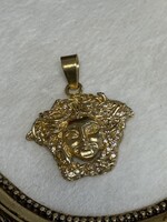 Vintage & Occasion Geelgouden medusa hanger 18k met zirkonia