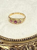 Vintage & Occasion Geelgouden ring 18k met robijn  - maat 17