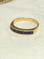 Vintage & Occasion Geelgouden ring 18k met saffier prinses gezet - maat 17.25