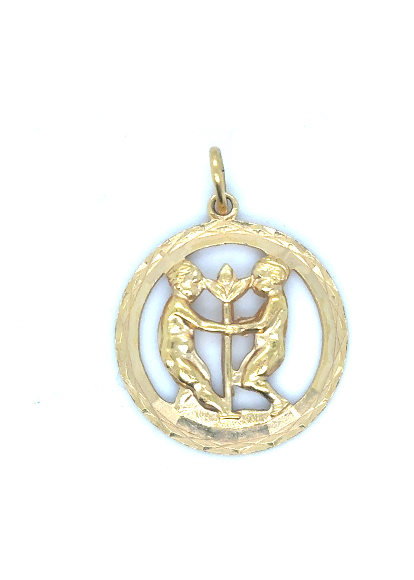 Vintage & Occasion Geelgouden 14k  hanger tweeling sterrenbeeld