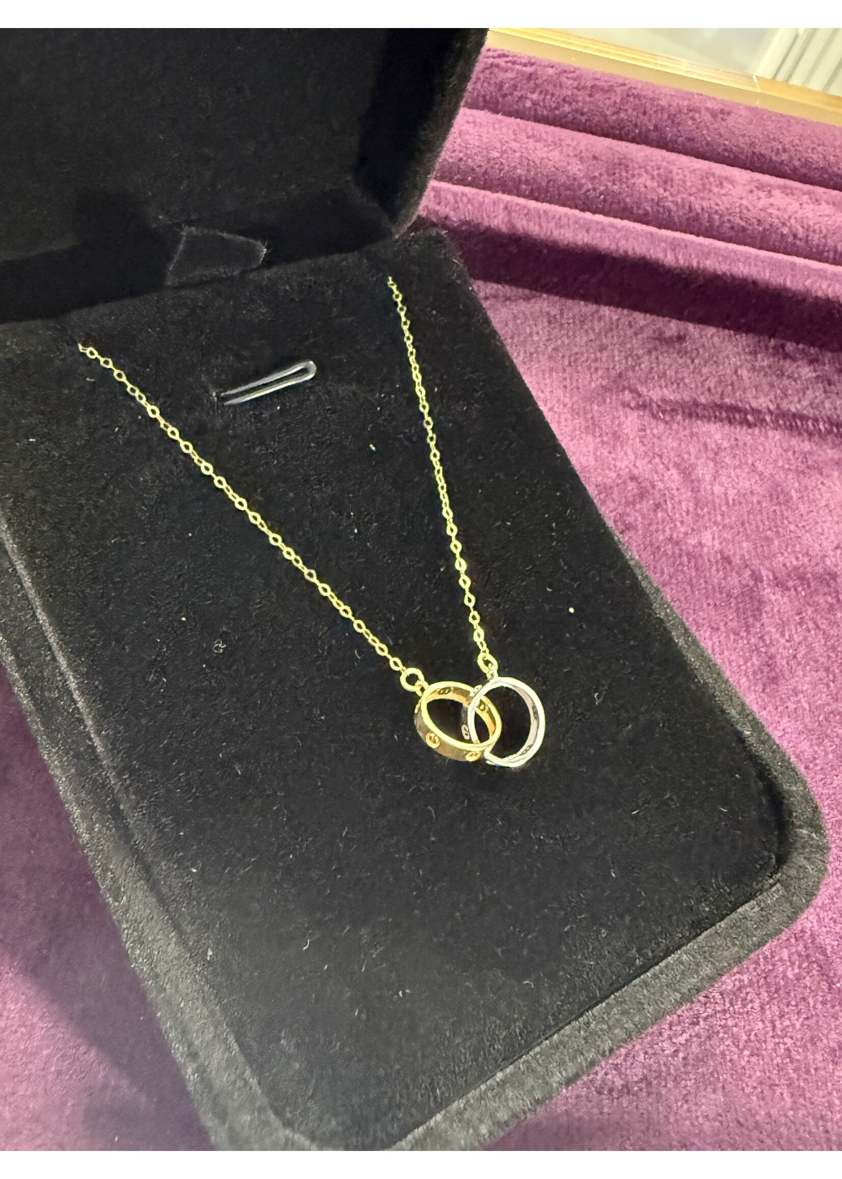 Cataleya jewels Geelgouden bicolor collier 18k met ringen