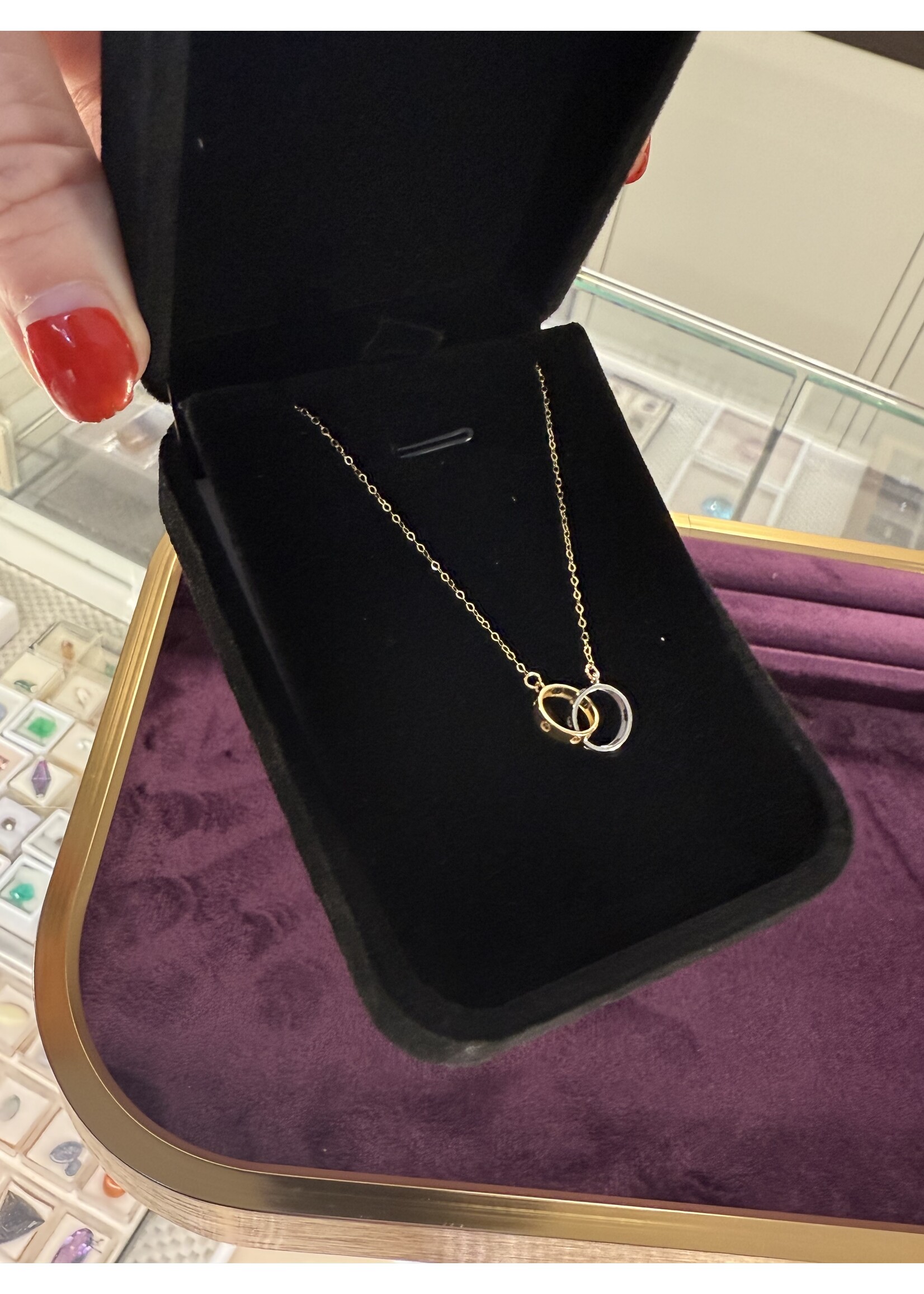 Cataleya jewels Geelgouden bicolor collier 18k met ringen