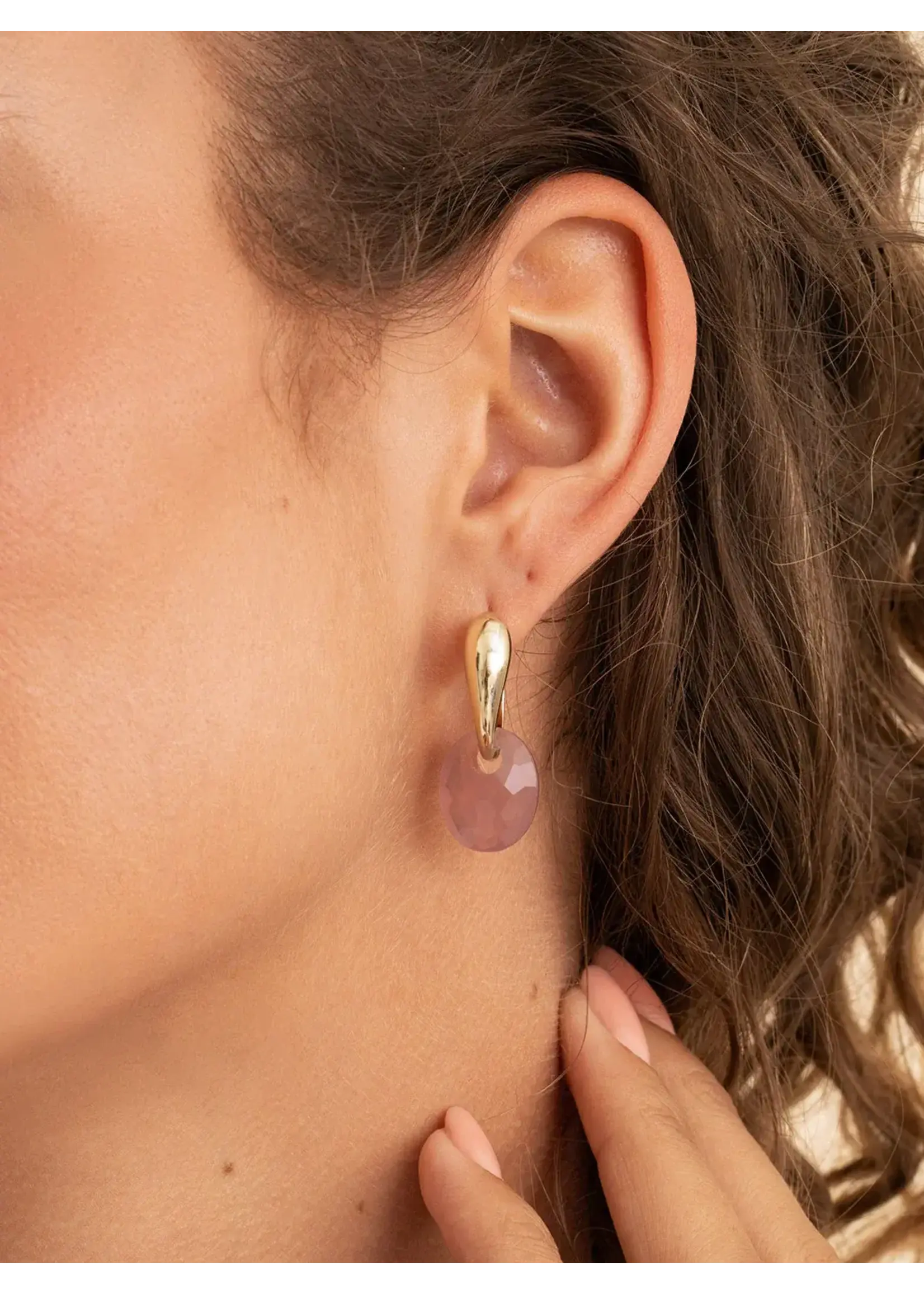 Sparkling Jewels EAGEM66-SO - Oorbel Edelstenen Pink Opalite - Small Oval