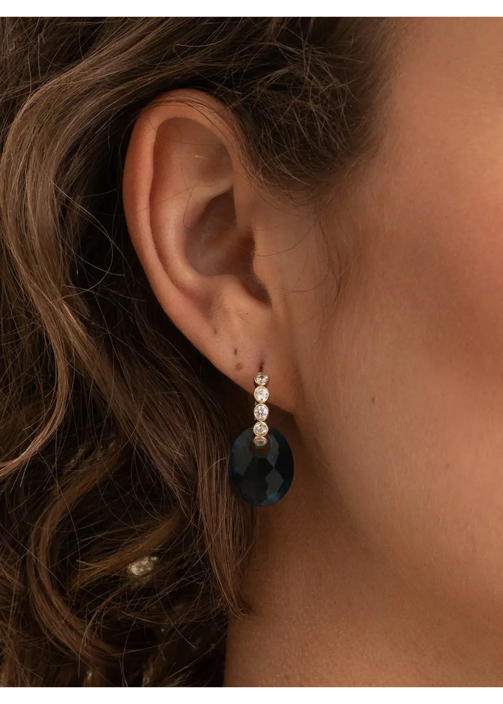 Sparkling Jewels EAGEM67-MO - Oorbel Edelstenen Ocean Topaz Quartz - Medium Oval