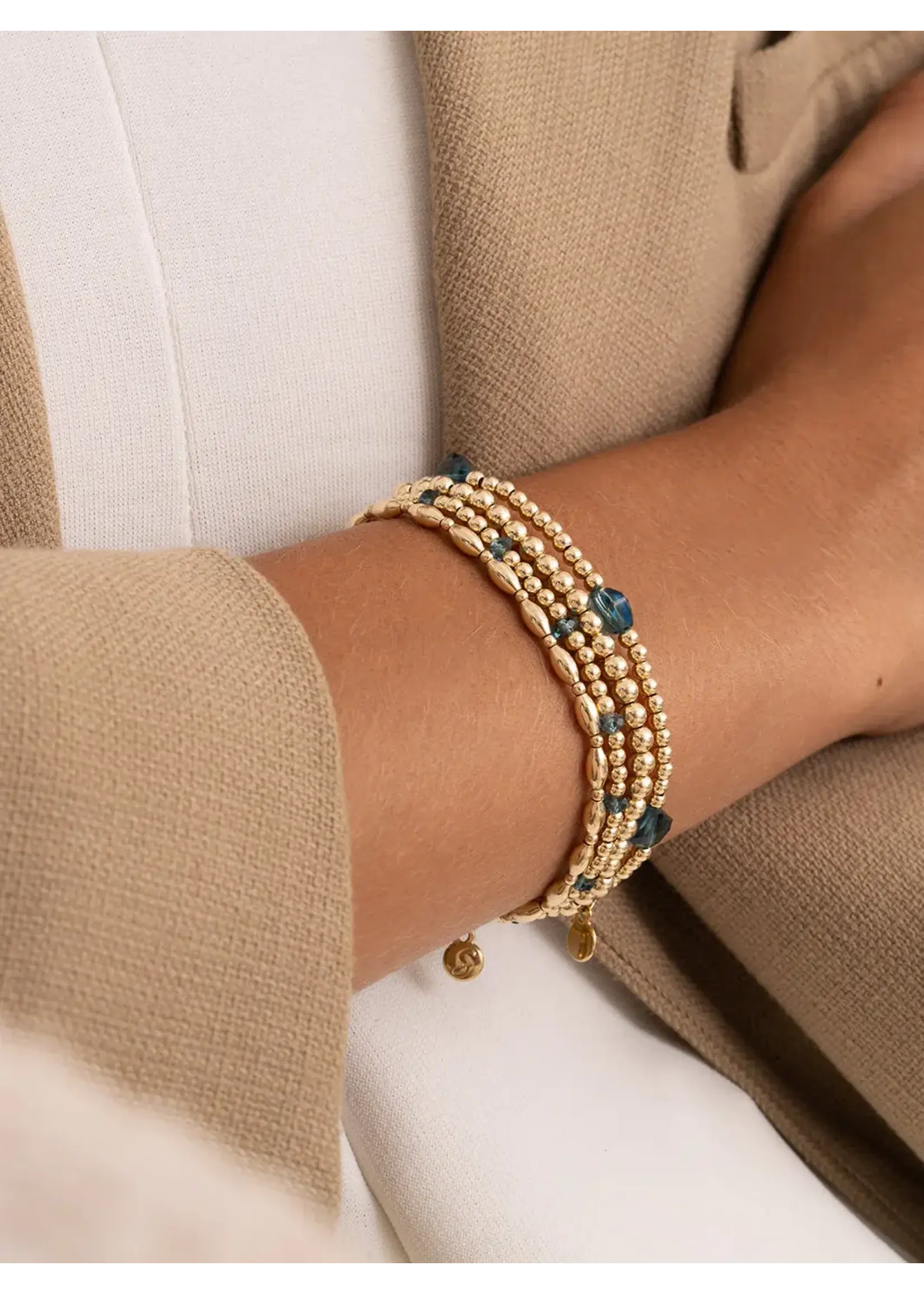 Sparkling Jewels SB-G-3MM-CC-G67 - Cushion Cut Oceaan Topaz Armband