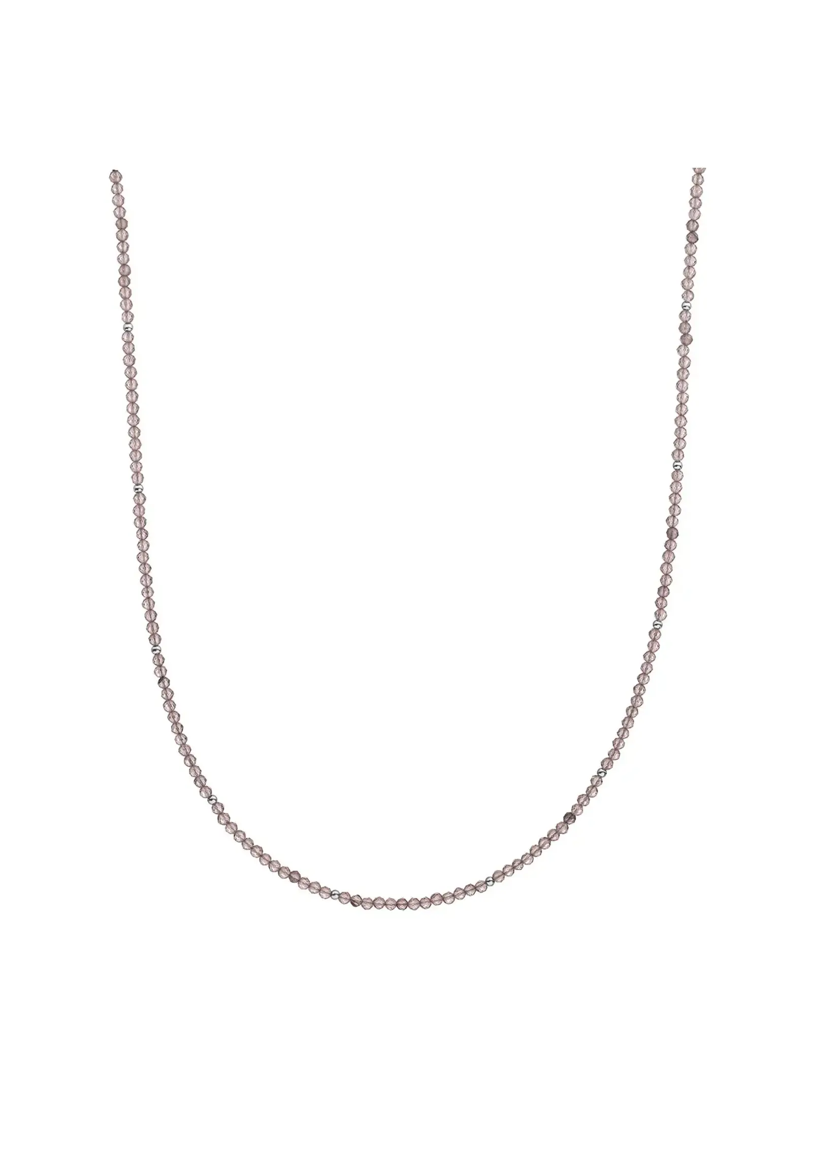 Sparkling Jewels NLK04G-G23 - Kralenketting 2mm Smokey Quartz 42+2cm