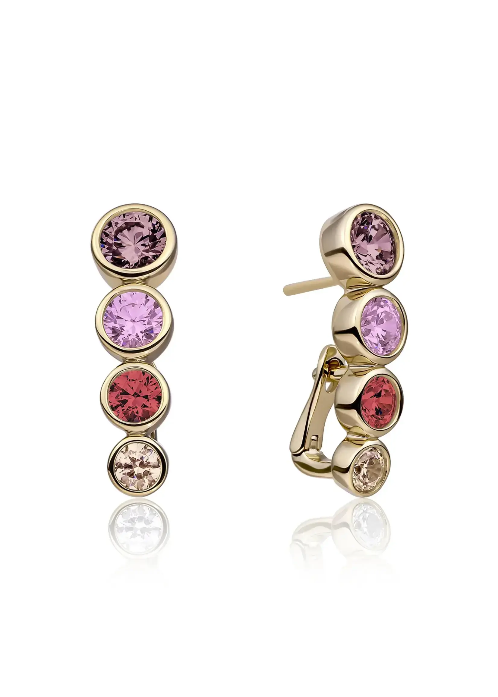 Sparkling Jewels EAG36-MULTI02 -Tube Push Back Oorbellen Multicoloured Zirconia