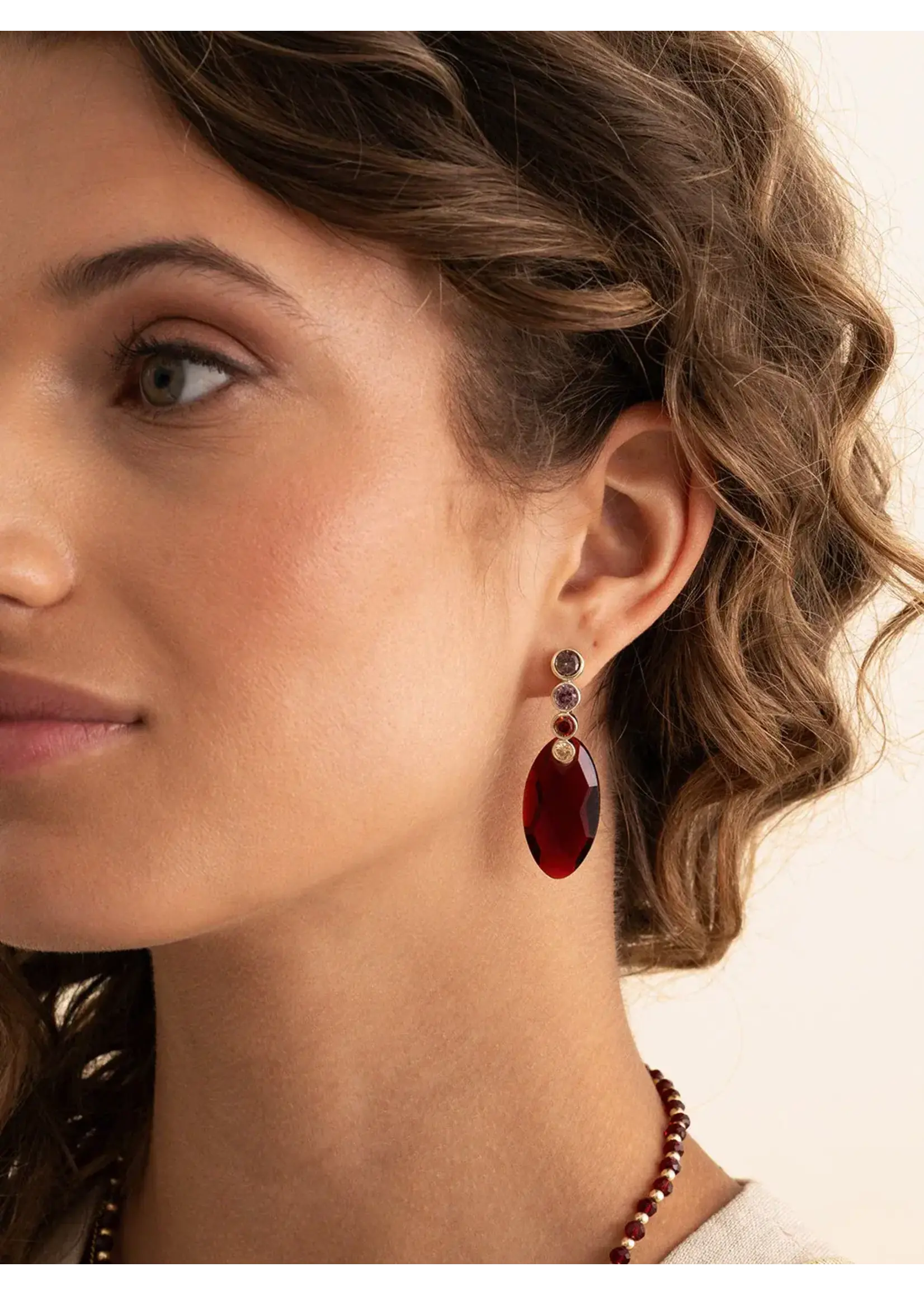 Sparkling Jewels EAG36-MULTI02 -Tube Push Back Oorbellen Multicoloured Zirconia