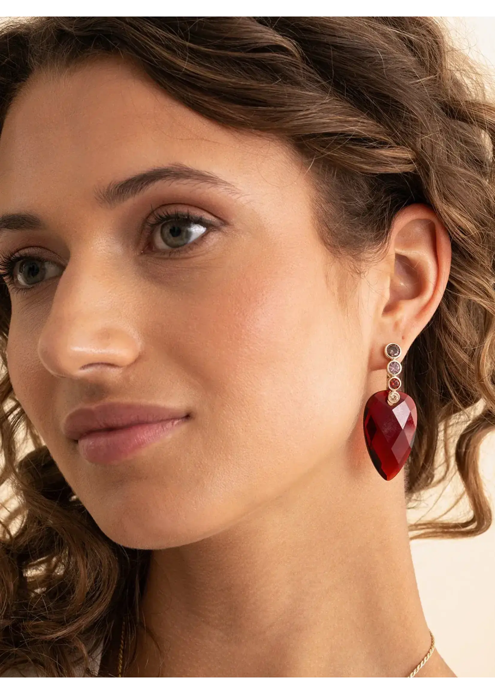 Sparkling Jewels EAG36-MULTI02 -Tube Push Back Oorbellen Multicoloured Zirconia