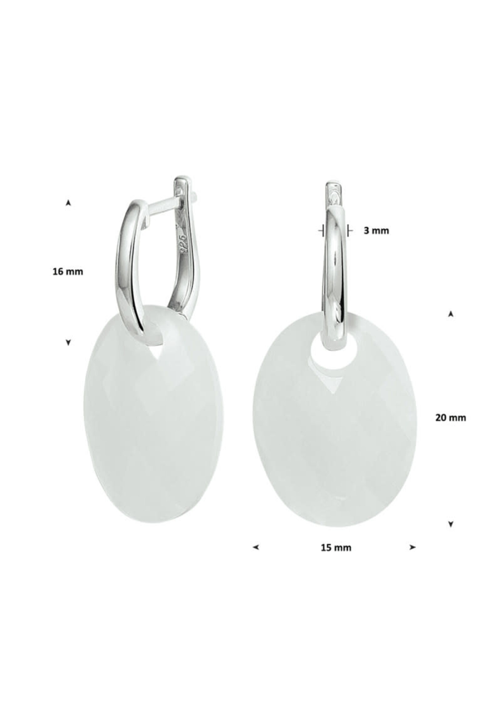 Cataleya jewels Edelsteen oorbellen van gerhodineerd zilver met witte agaat