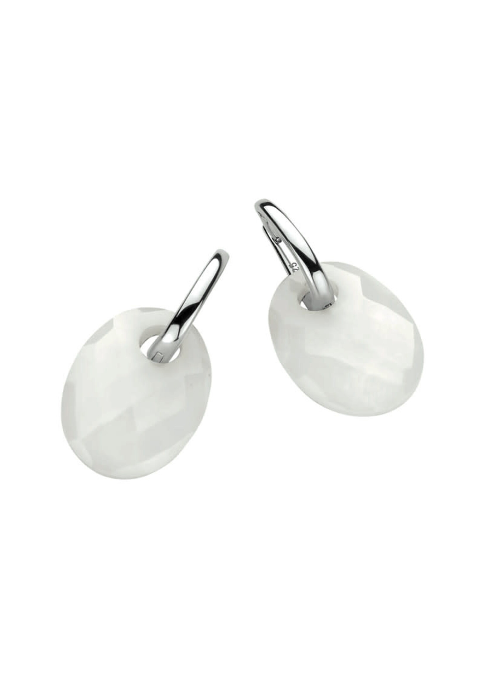 Cataleya jewels Edelsteen oorbellen van gerhodineerd zilver met witte agaat