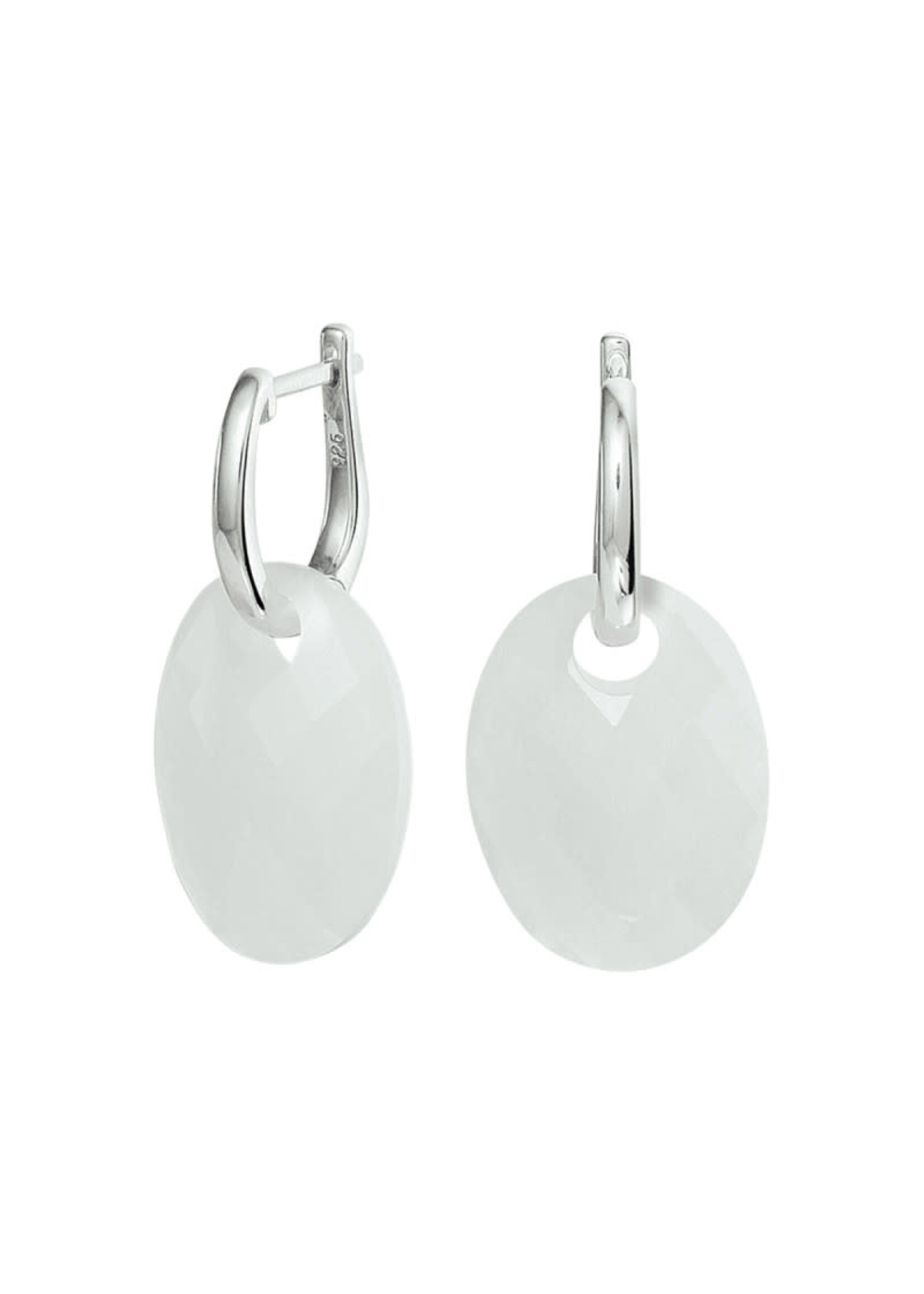 Cataleya jewels Edelsteen oorbellen van gerhodineerd zilver met witte agaat