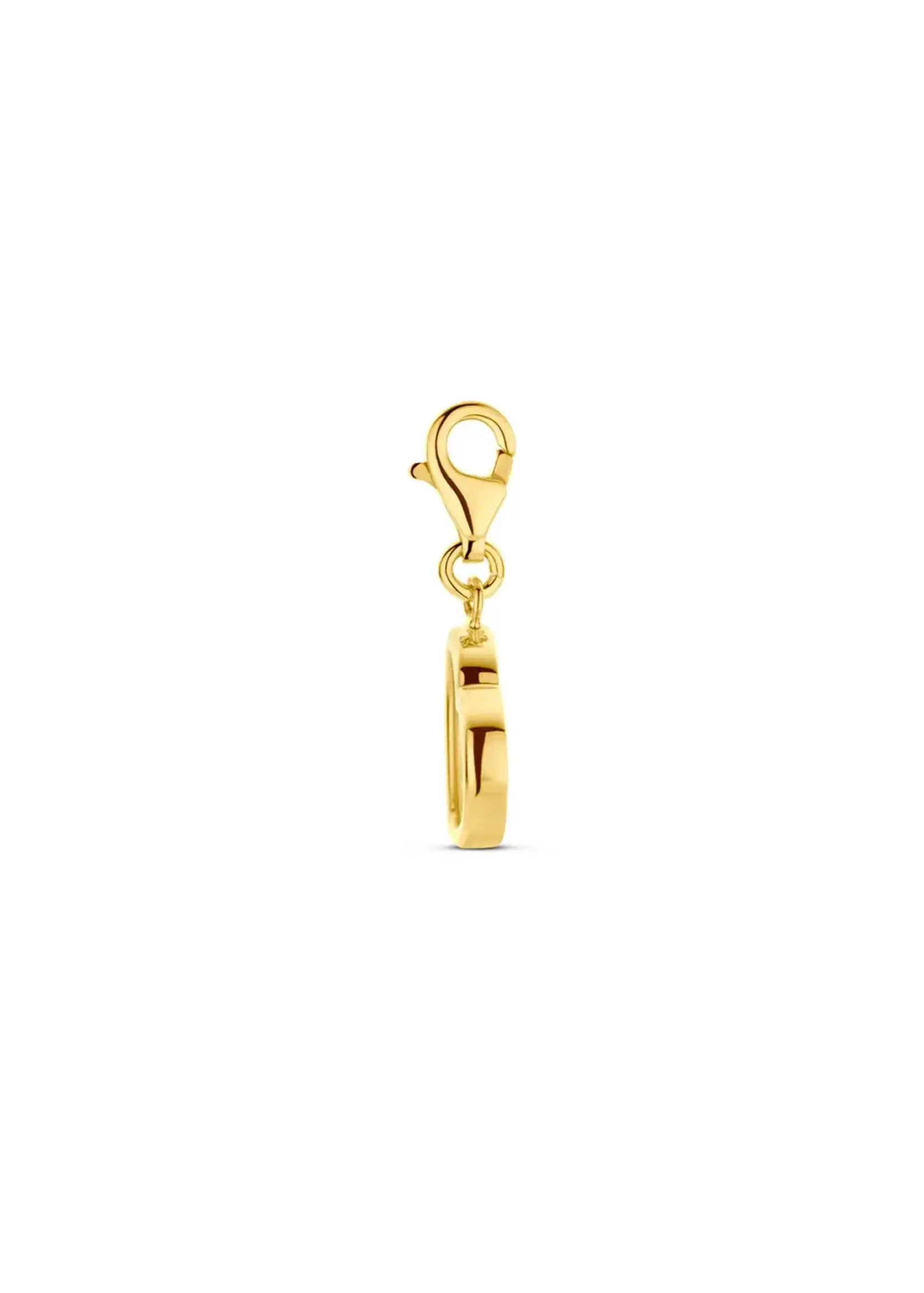 Cataleya jewels 14k Gouden slotbedel hart synth. roze koraal