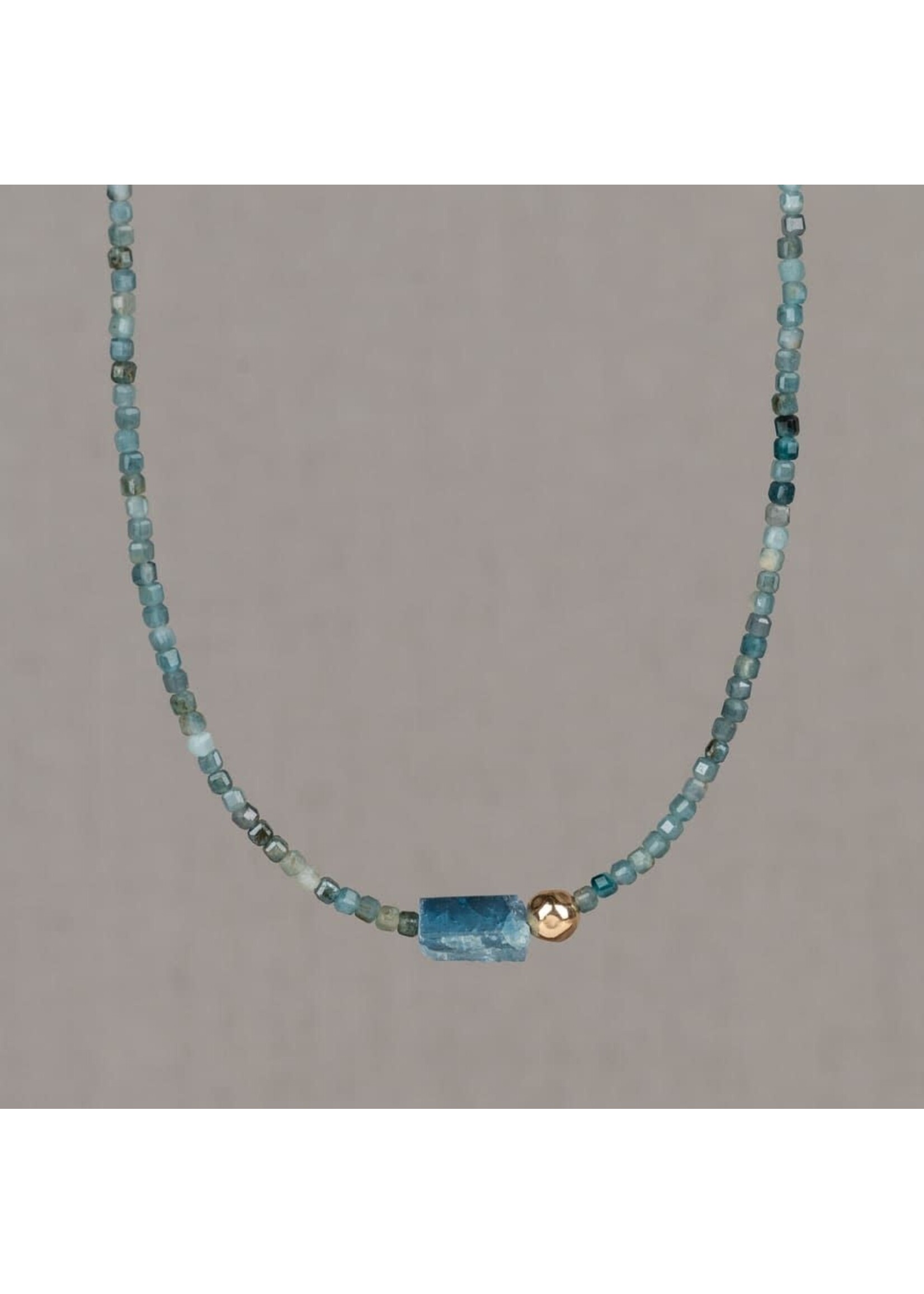 Jeh Jewels Collier duo Gems Groene Toermalijn + Raw Aquamarijn + Goldfilled