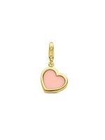 Cataleya jewels 14k Gouden slotbedel hart synth. roze koraal