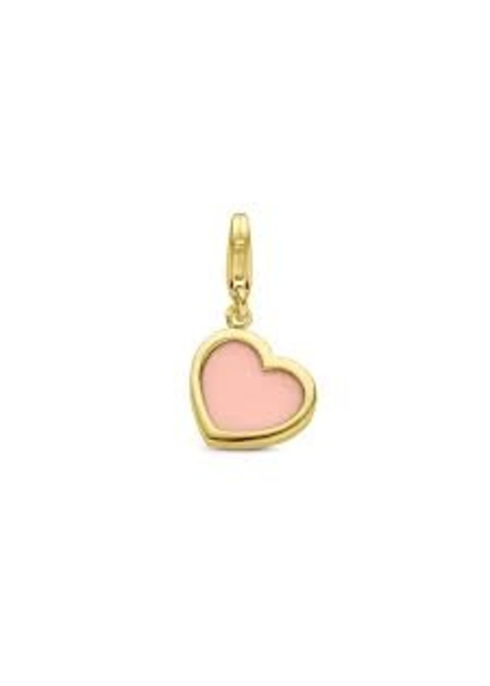 Cataleya jewels 14k Gouden slotbedel hart synth. roze koraal