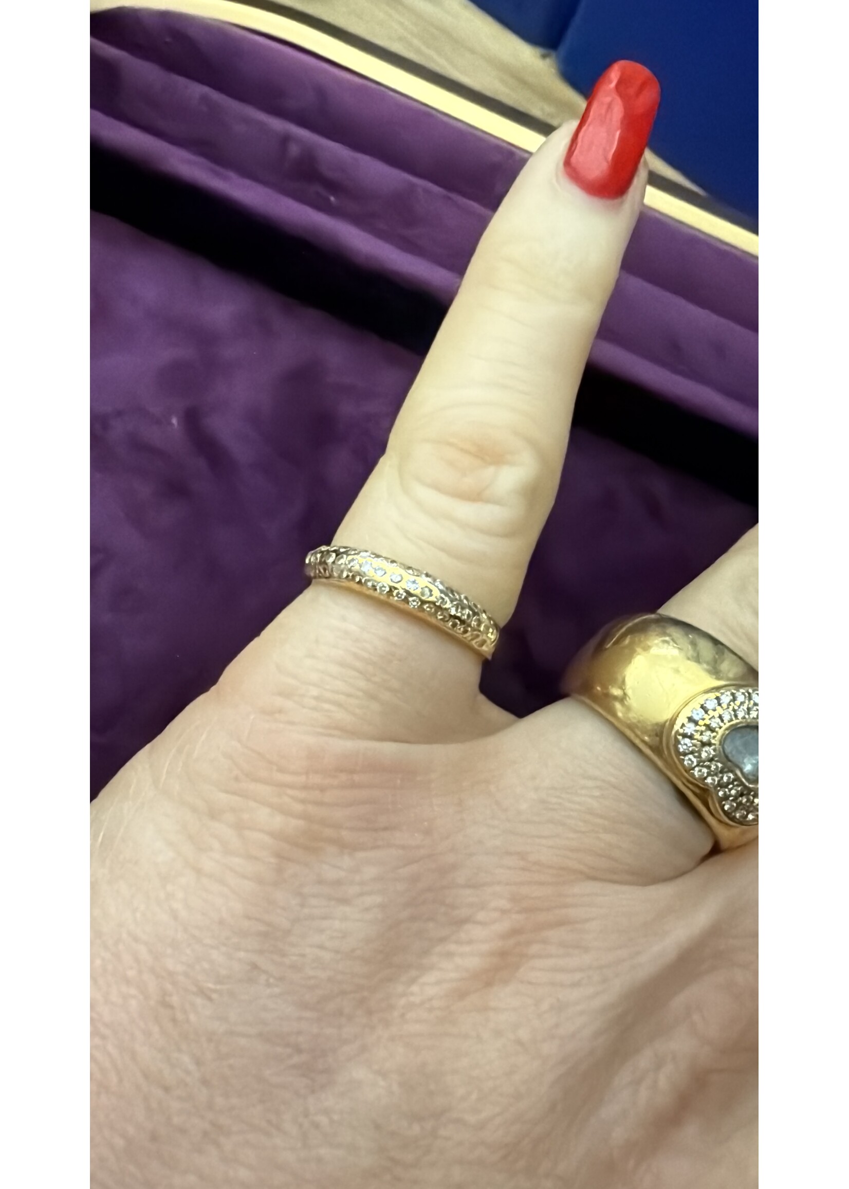 Vintage & Occasion Geelgouden 18k ring ingelegd met briljant - maat 17