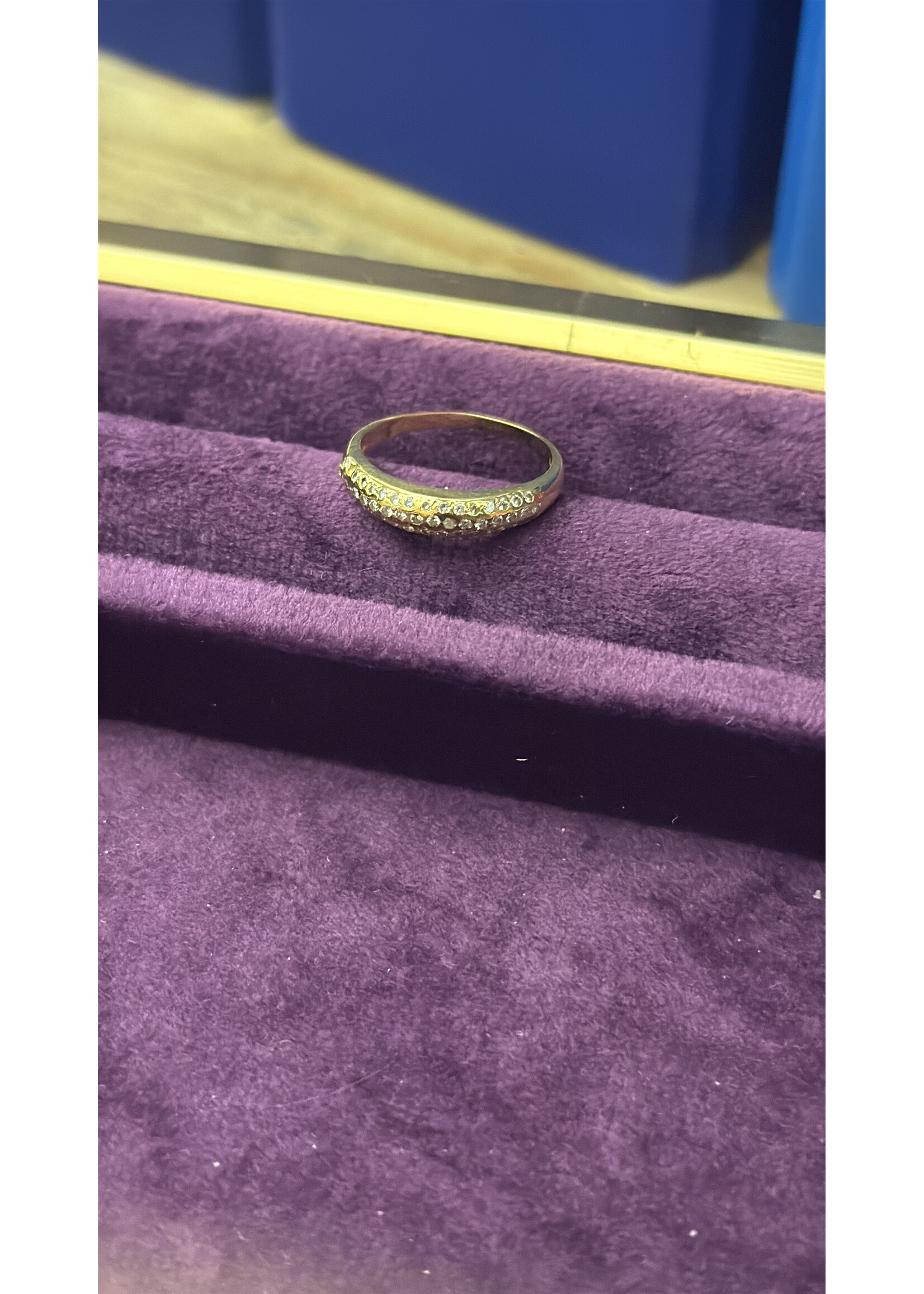 Vintage & Occasion Geelgouden 18k ring ingelegd met briljant - maat 17