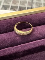 Vintage & Occasion Geelgouden 18k ring ingelegd met briljant - maat 17