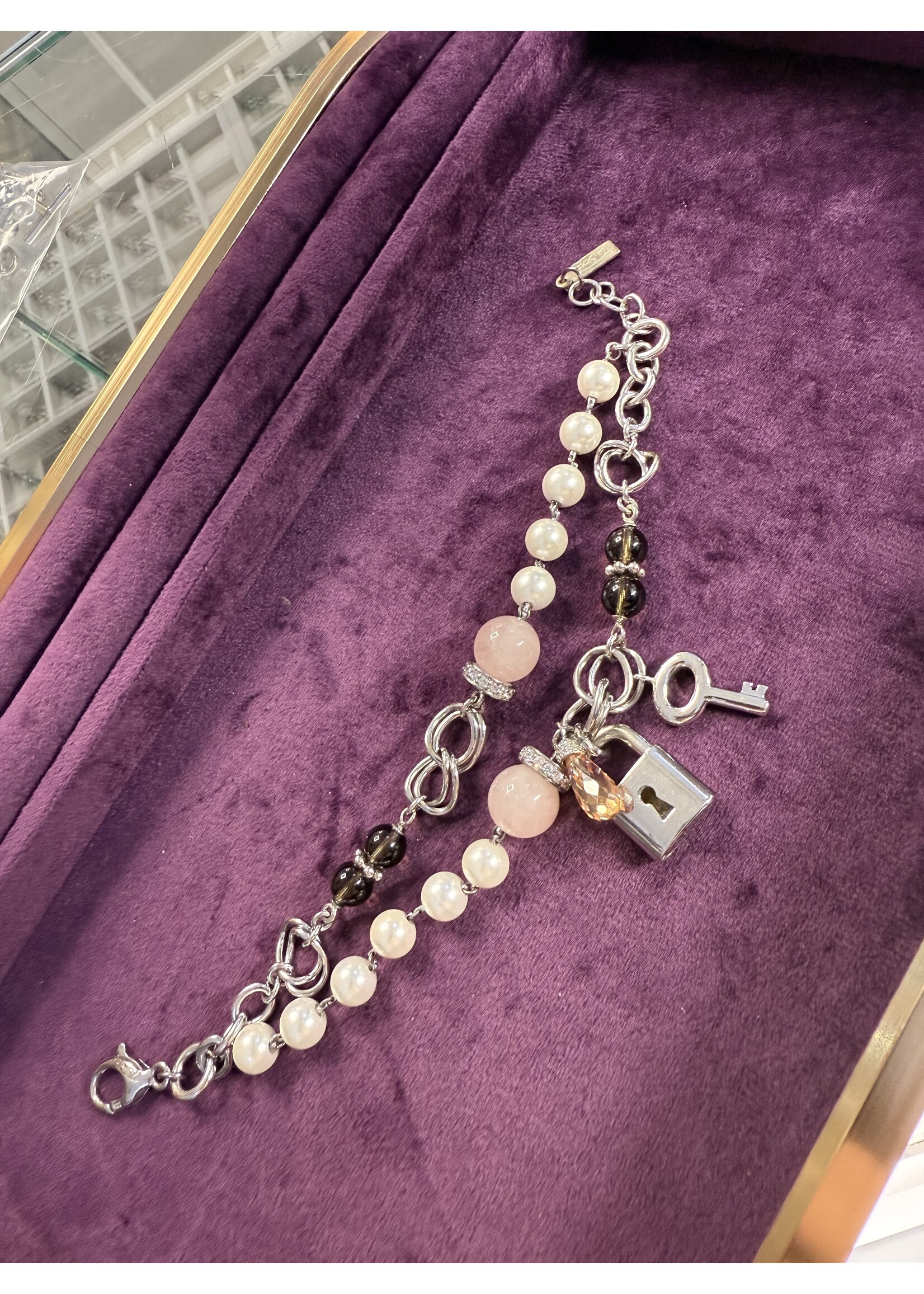 Vintage & Occasion Occasion zilveren  Ti Sento zilver dubbele parel armband 20 cm