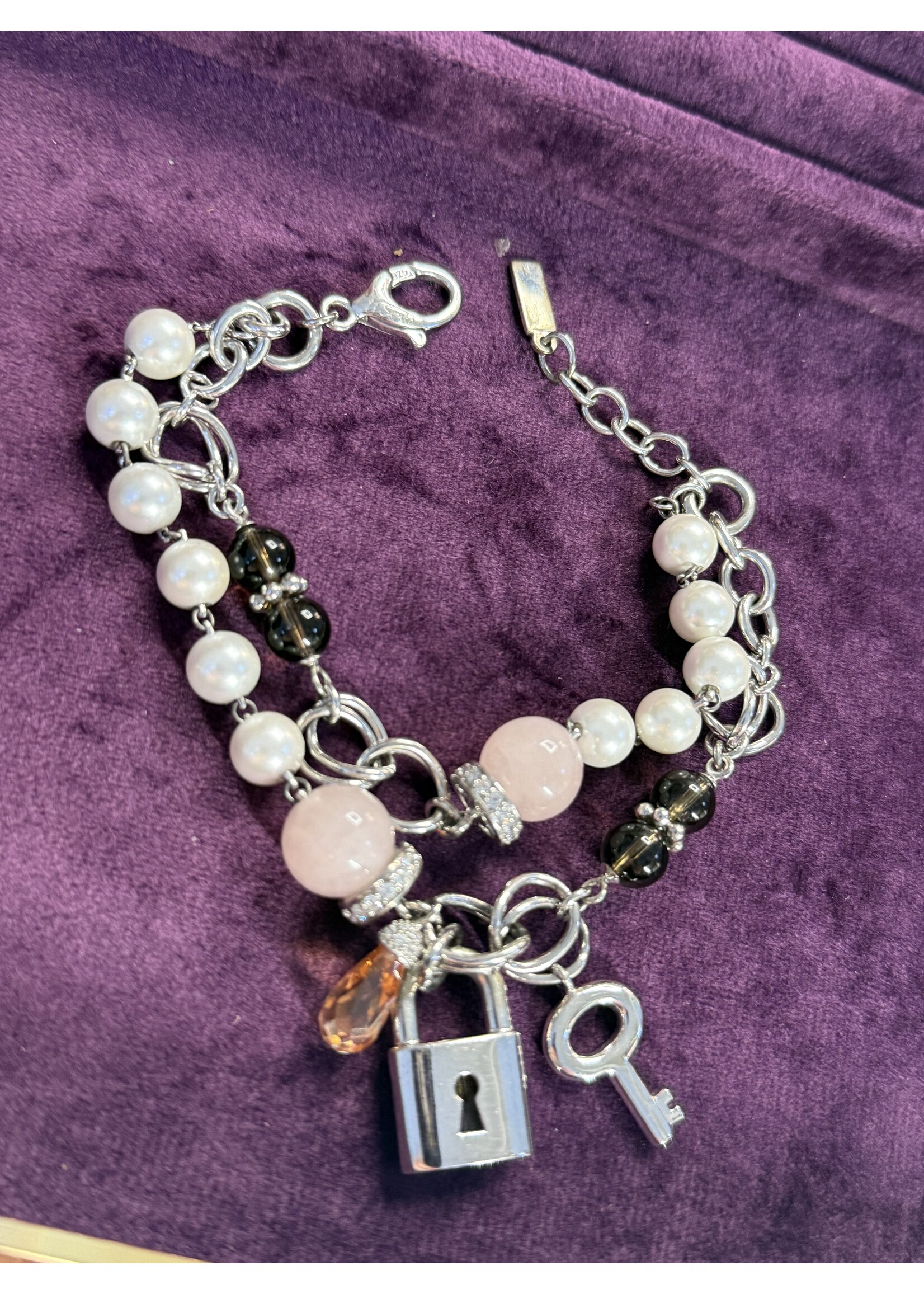 Vintage & Occasion Occasion zilveren  Ti Sento zilver dubbele parel armband 20 cm