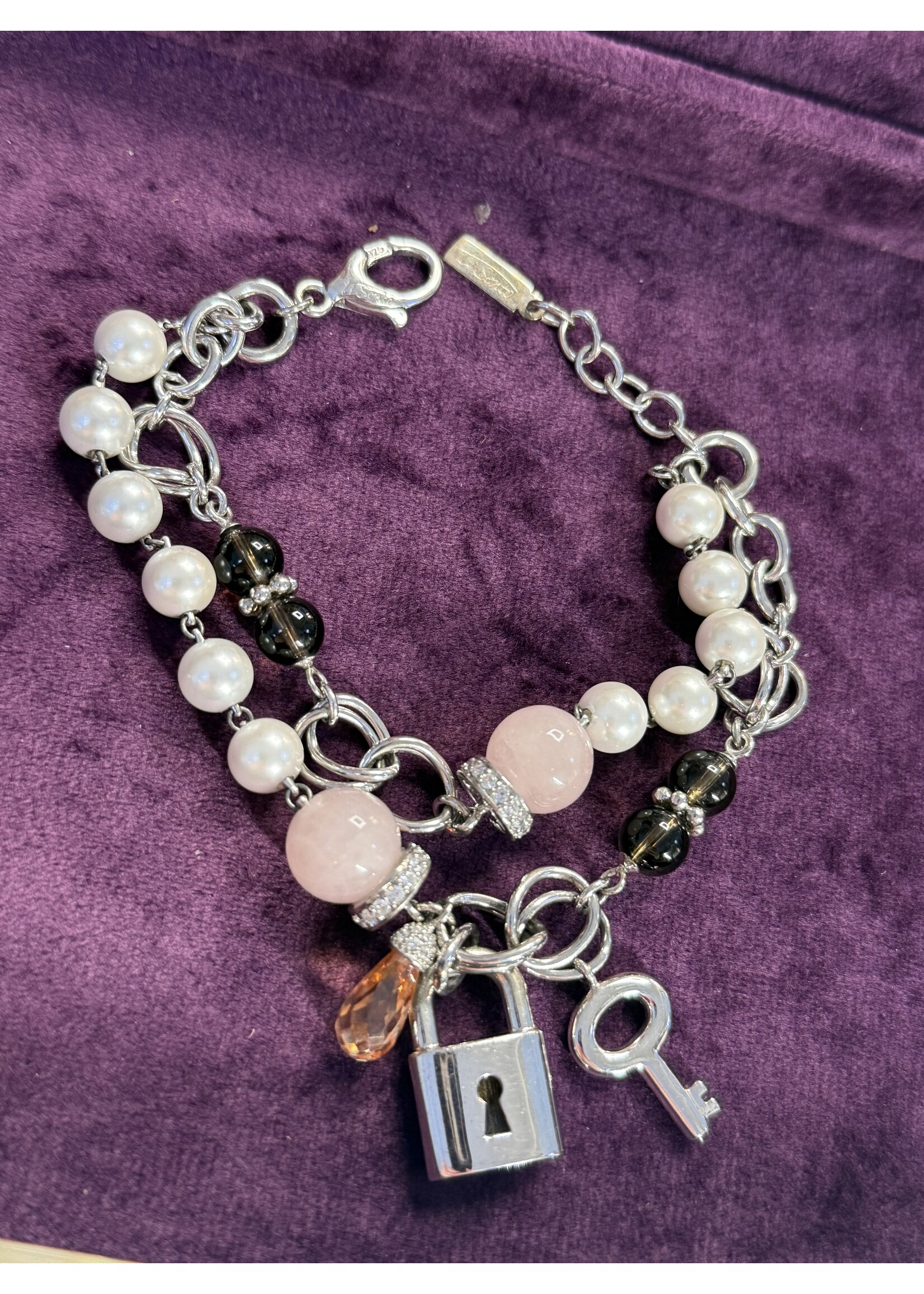 Vintage & Occasion Occasion zilveren  Ti Sento zilver dubbele parel armband 20 cm