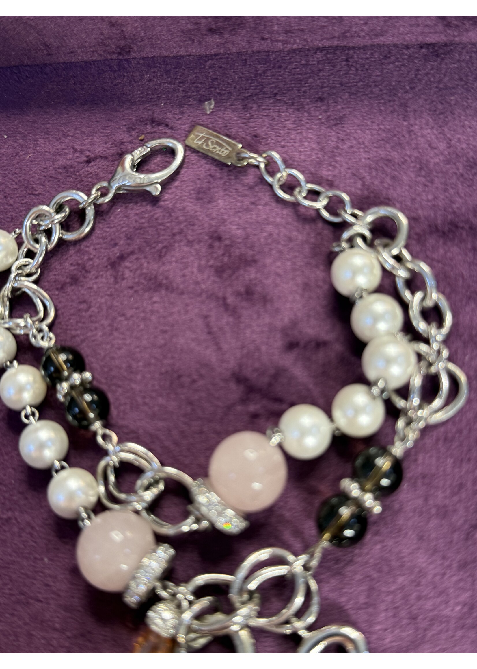 Vintage & Occasion Occasion zilveren  Ti Sento zilver dubbele parel armband 20 cm