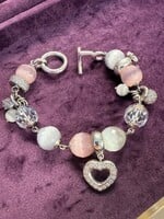 Vintage & Occasion Occasion zilveren armband  Ti Sento zilver met roze en grijzen kralen