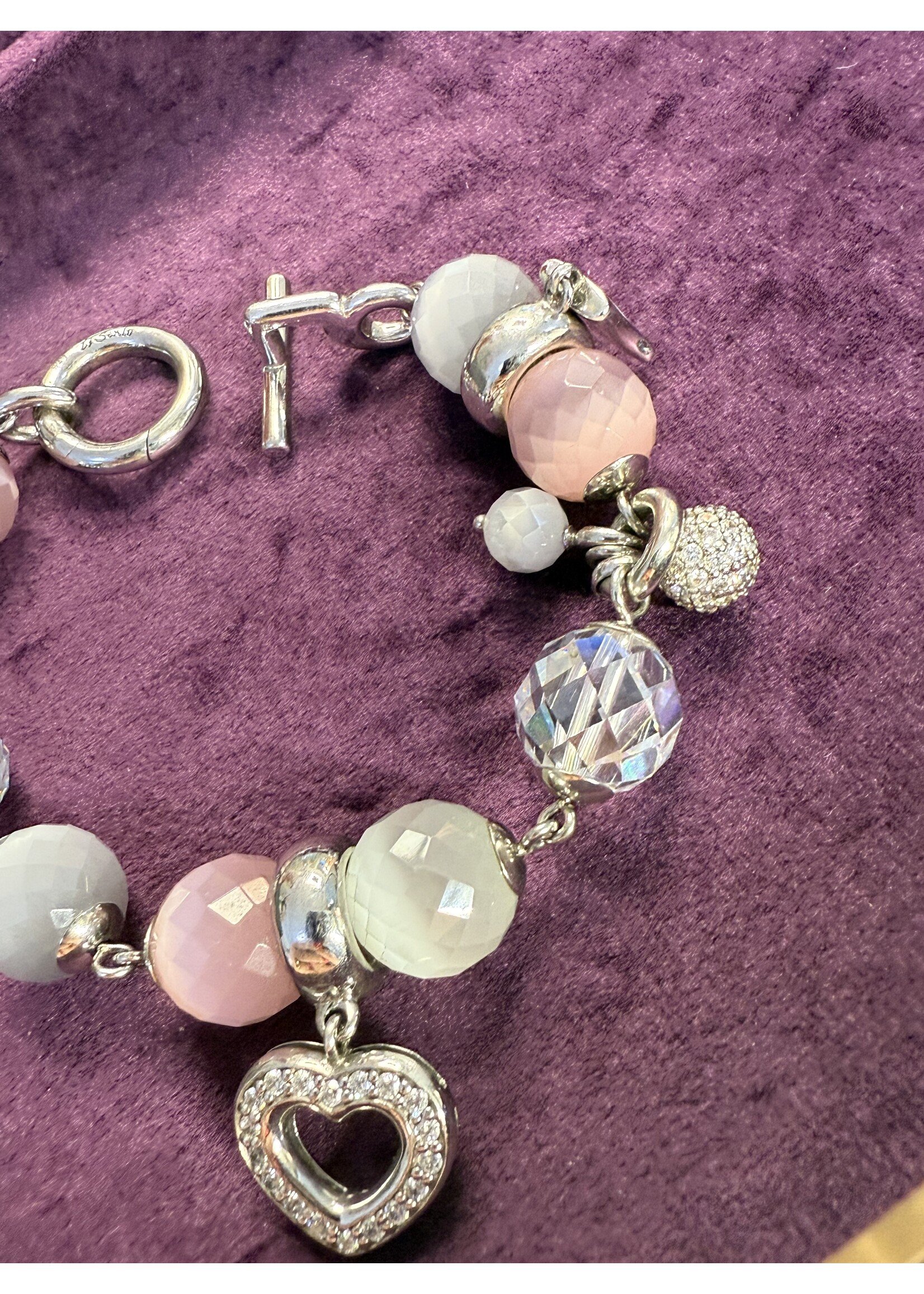 Vintage & Occasion Occasion zilveren armband  Ti Sento zilver met roze en grijzen kralen