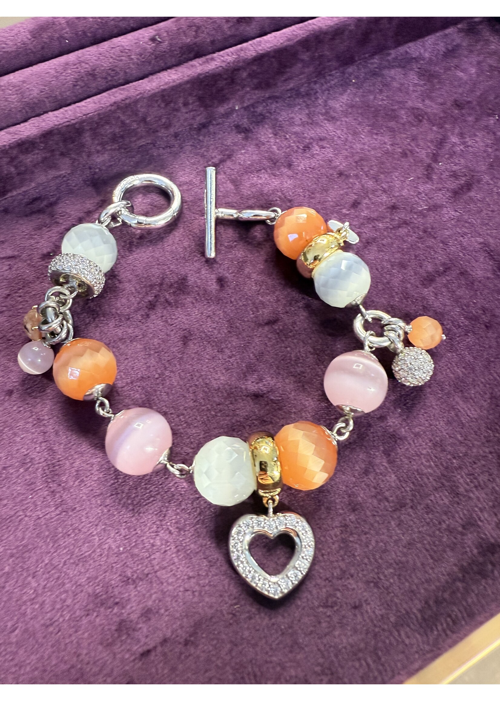 Vintage & Occasion Zilveren armband ti sento met pastel kleurige kralen