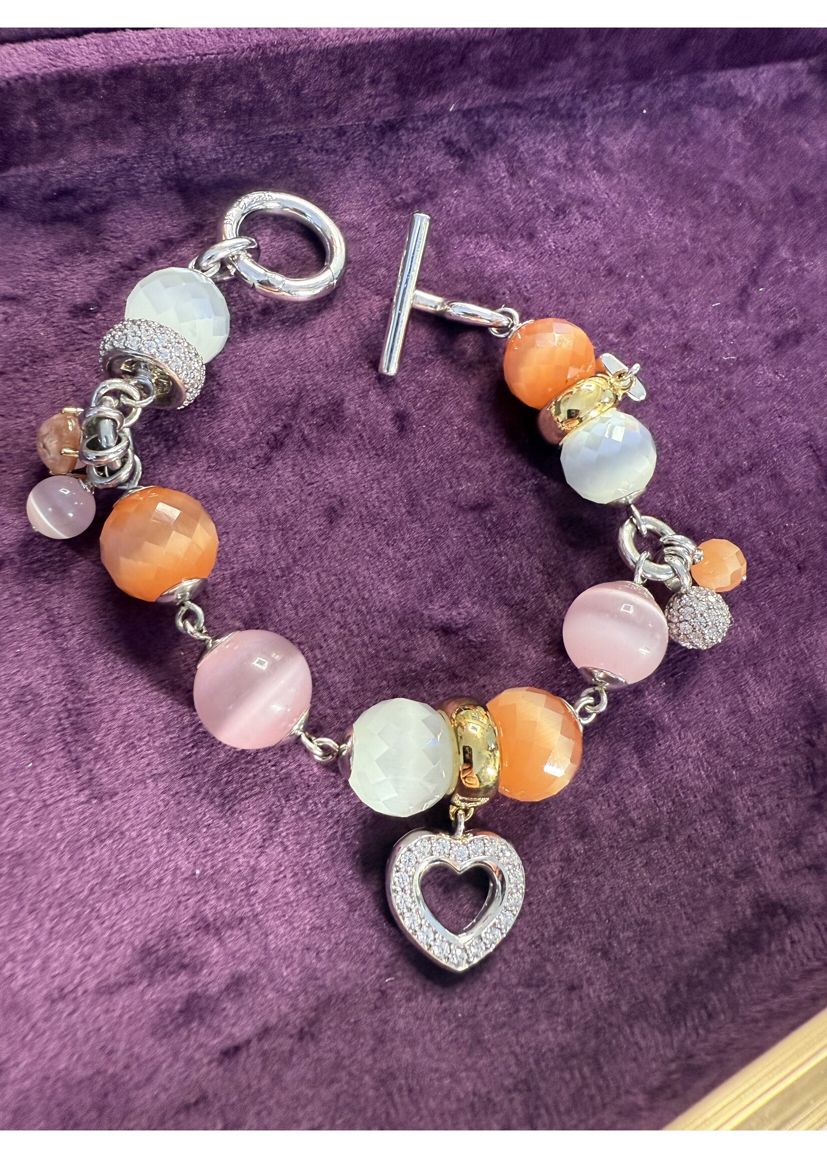 Vintage & Occasion Zilveren armband ti sento met pastel kleurige kralen