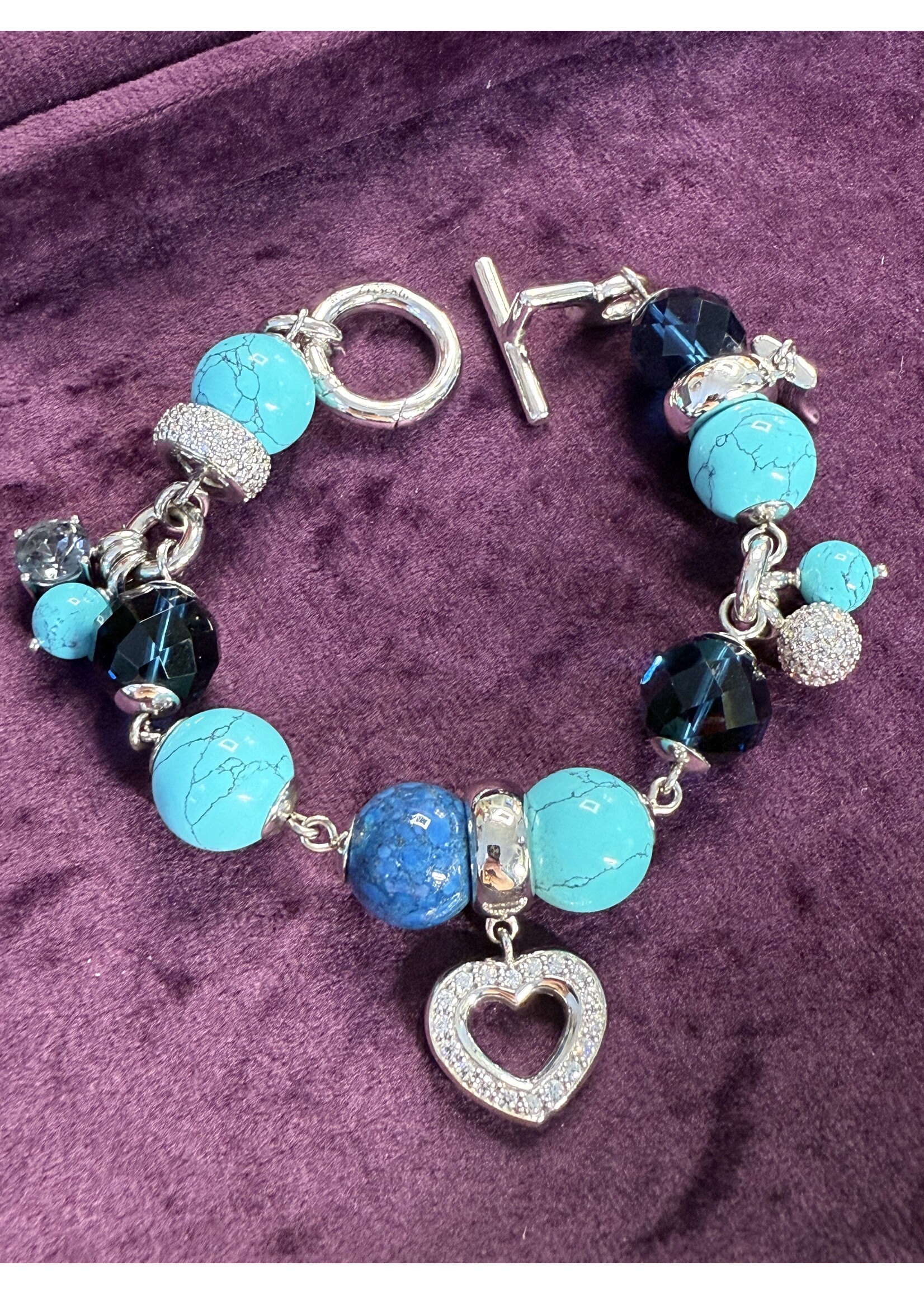 Vintage & Occasion Zilveren armband ti sento met blauwe turkoois stenen