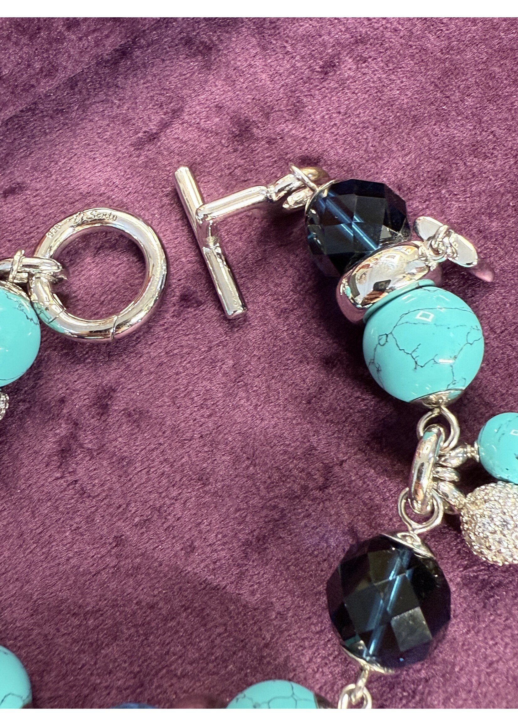 Vintage & Occasion Zilveren armband ti sento met blauwe turkoois stenen
